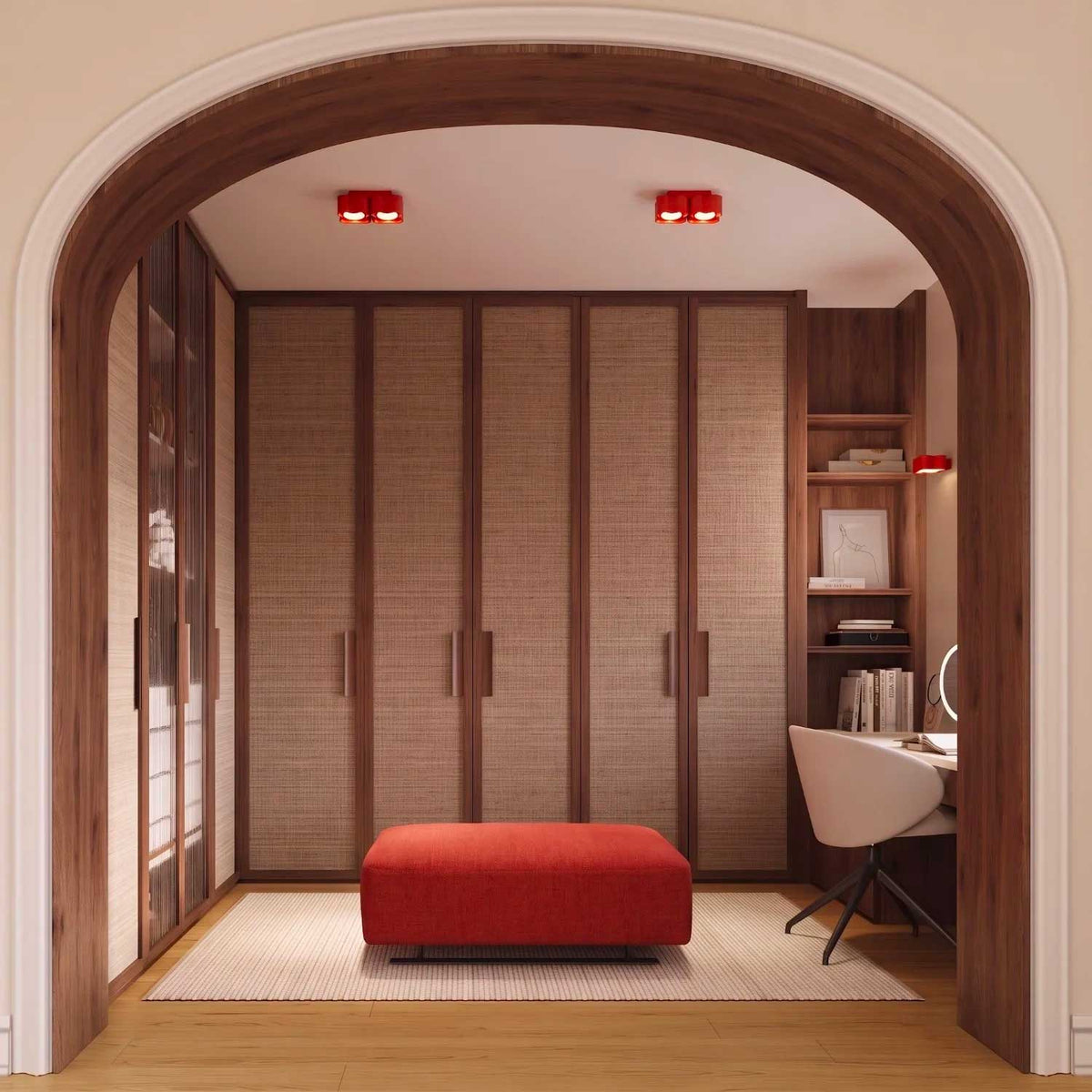 Tulipe - Plafonnier double bas en aluminium mat au dessin organique