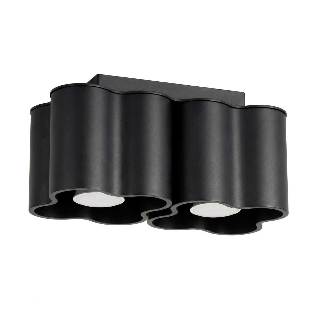Tulipe - Plafonnier double en aluminium mat aux formes ondulées, style contemporain