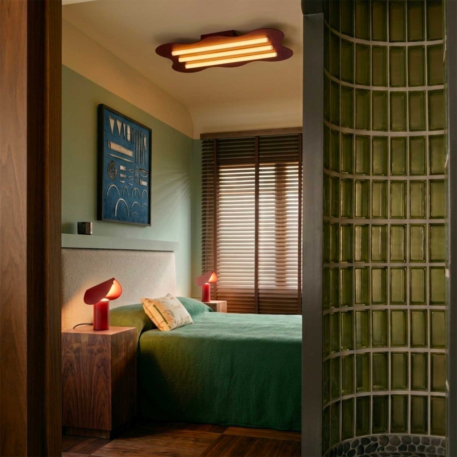 Tureis - Plafonnier design contemporain en acier coloré pour chambre