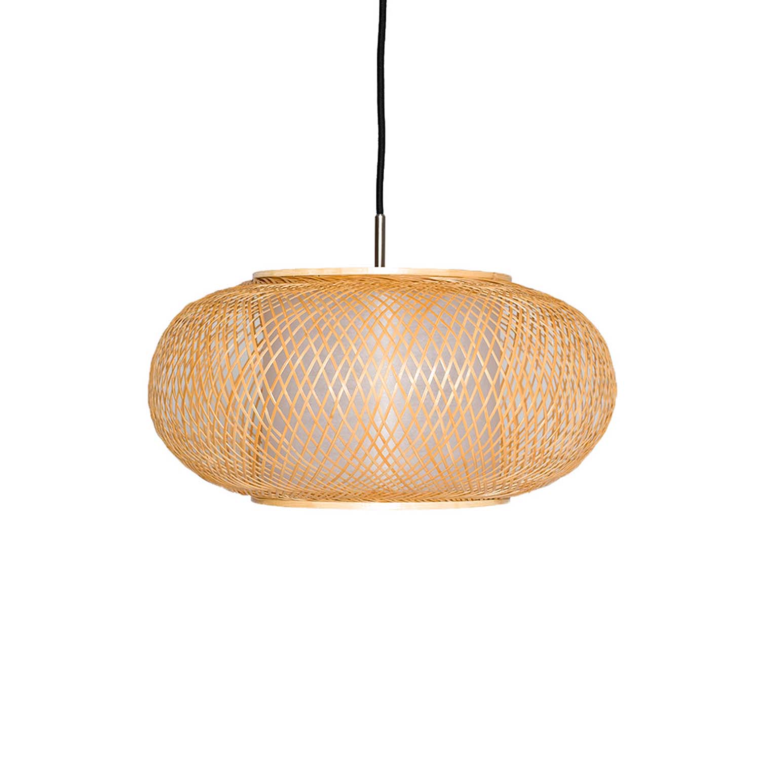 TWIGGY AL - Round pendant light in beige or brown woven bamboo