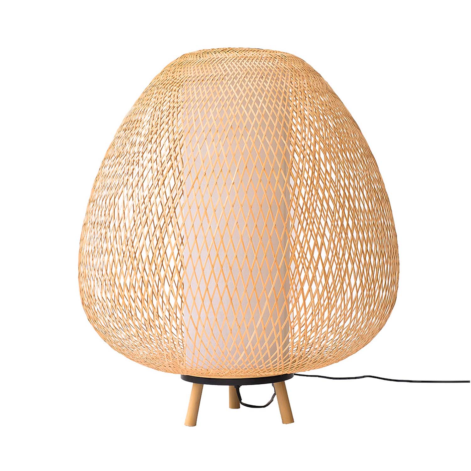 TWIGGY EGG - Stehlampe in Ei-Form aus geflochtenem Bambus
