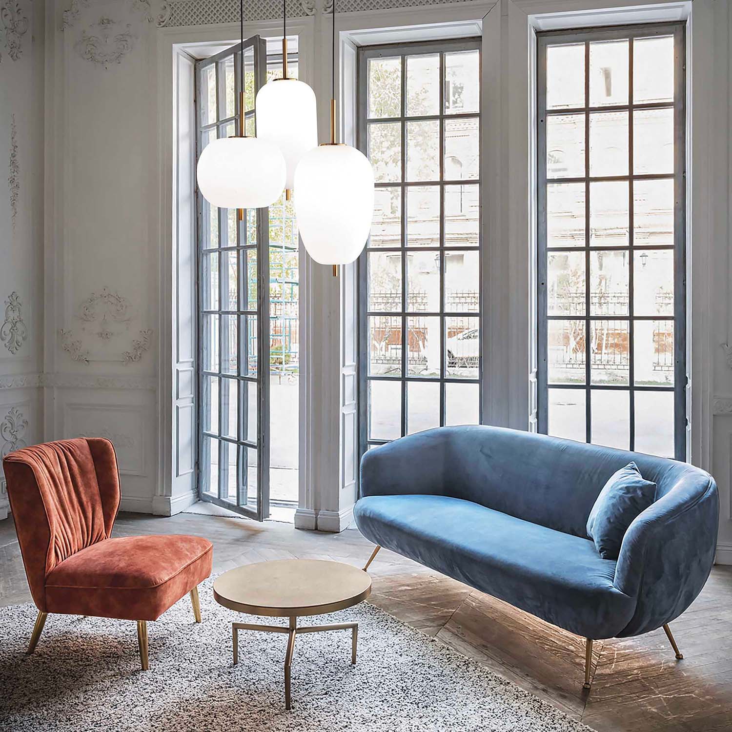 Umile - Lámpara colgante de vidrio opaco art déco