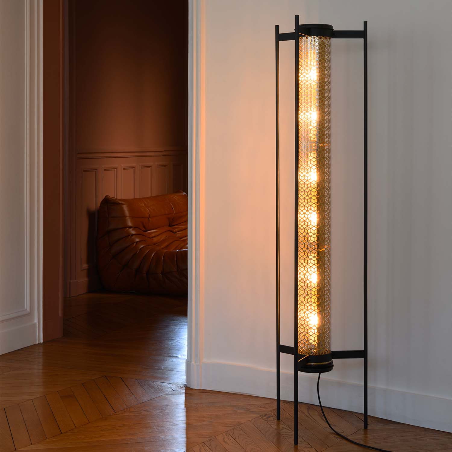 VENDOME - Art deco glass tube floor lamp for living room
