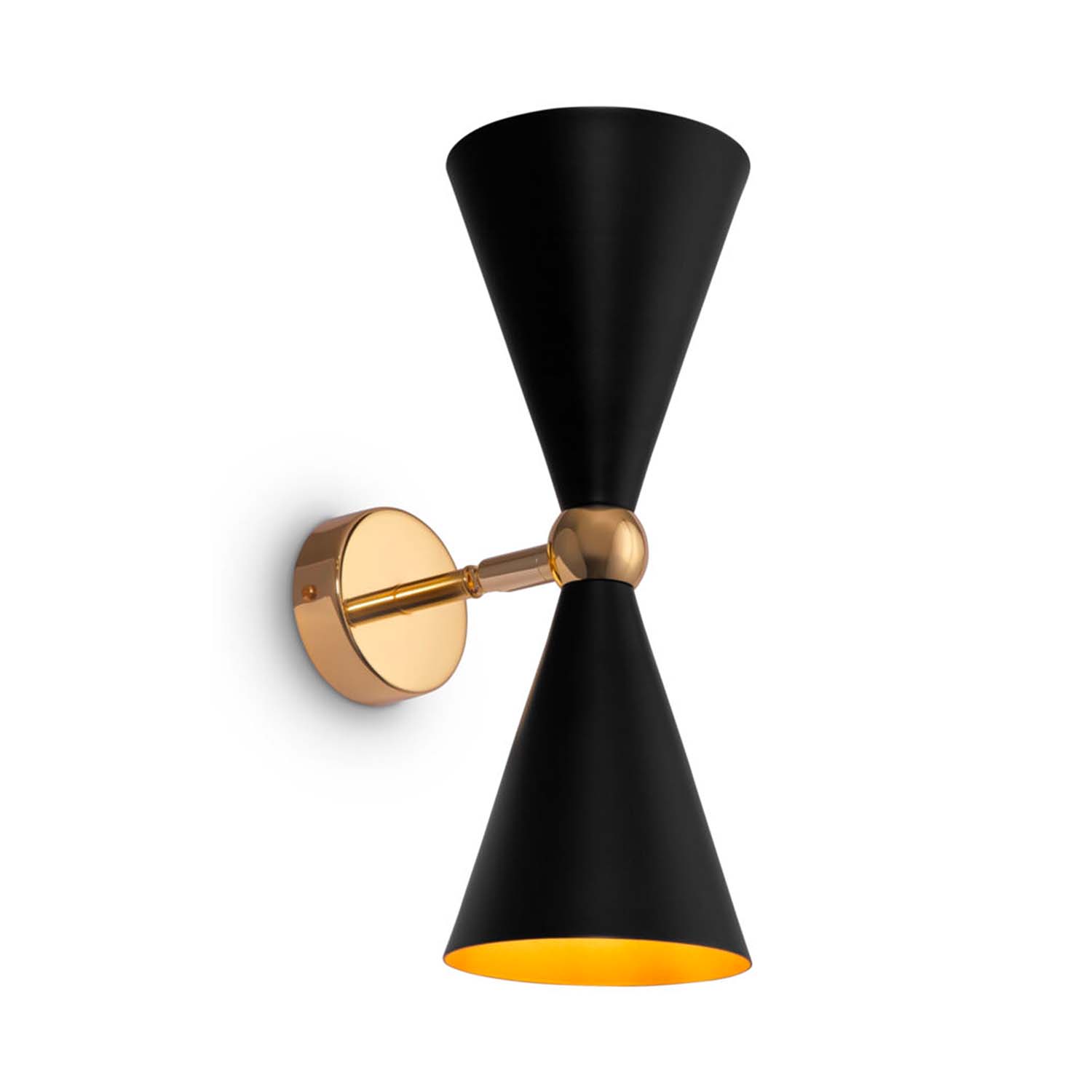 VESPER - Black or white and gold conical wall sconce