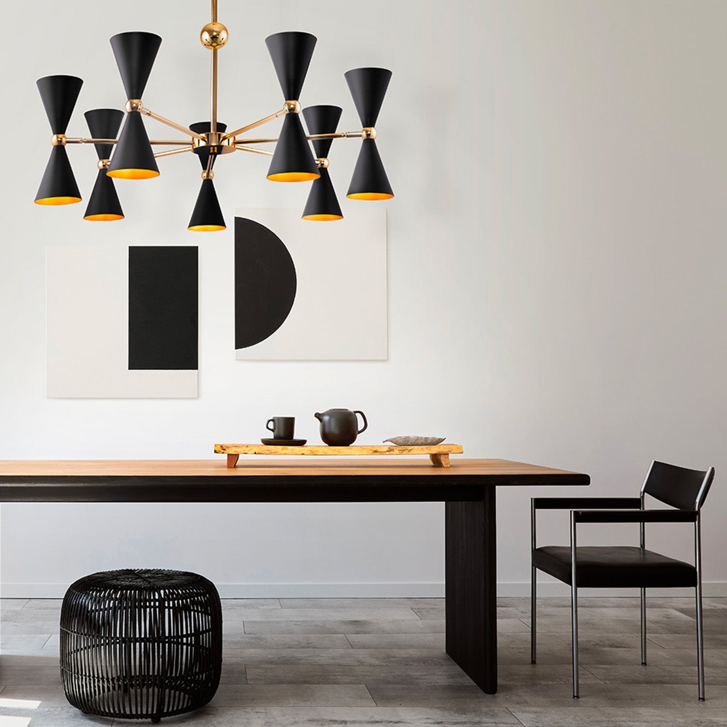 VESPER - Gold and white or black art deco pendant light