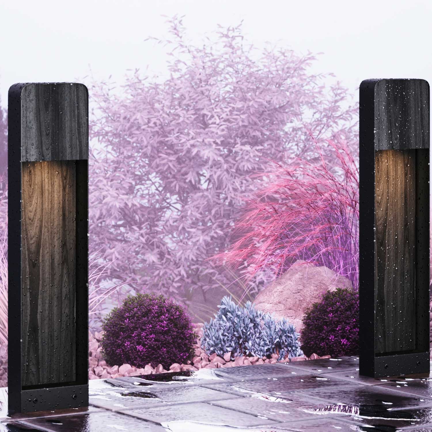 Светодиодный современный уличный светильник - столбик