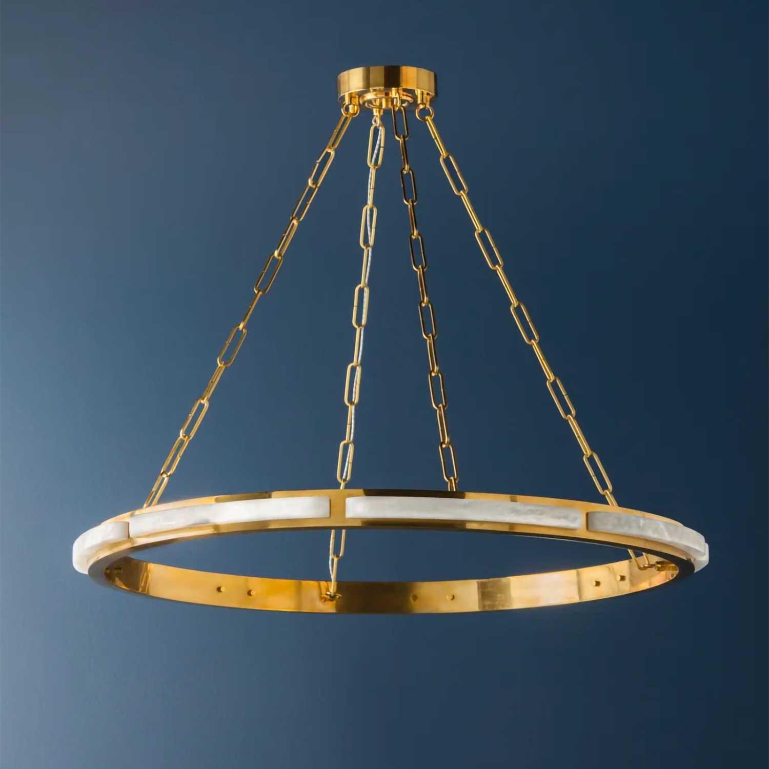 Wingate - Suspension LED circulaire acier doré et marbre