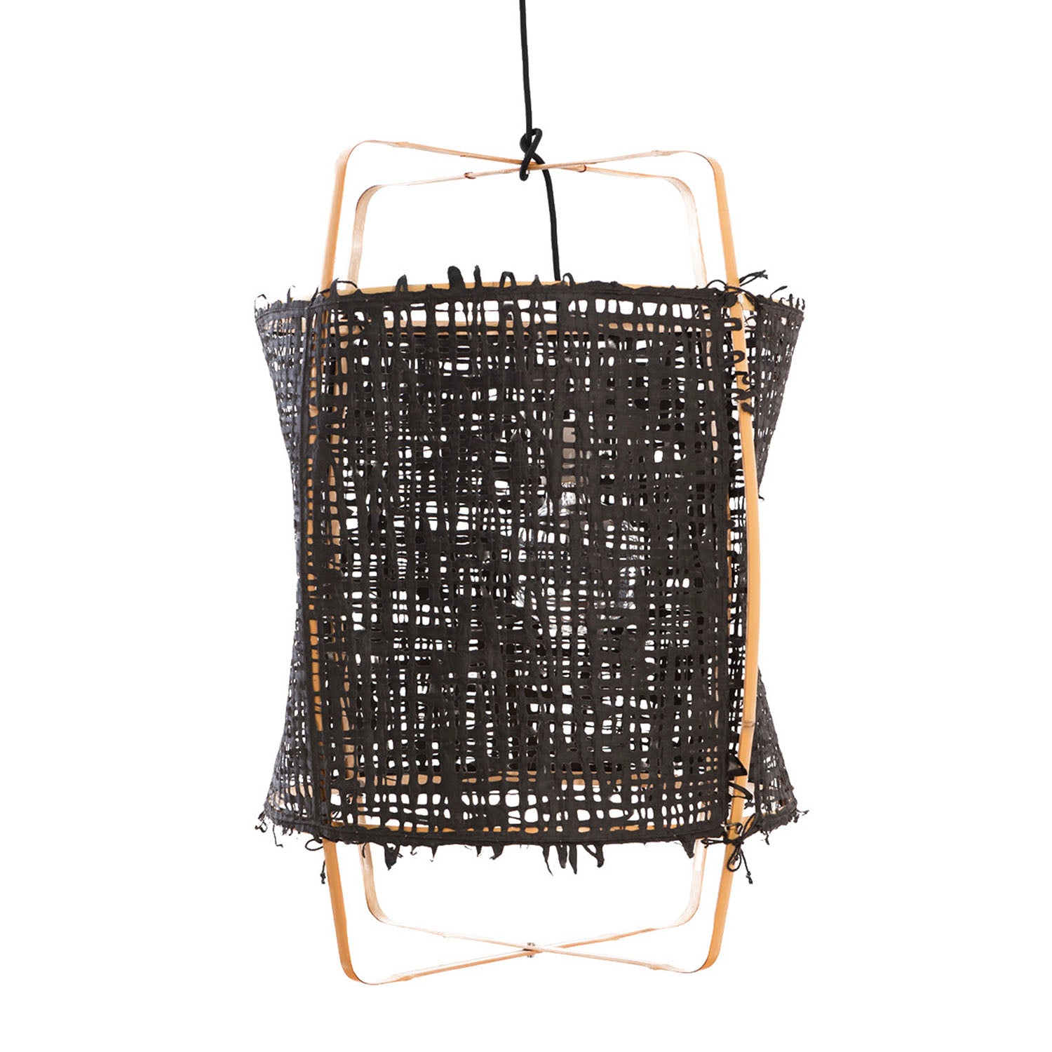 Z22 - Подвесной светильник с абажуром из светлого бамбука и белого или черного шелка