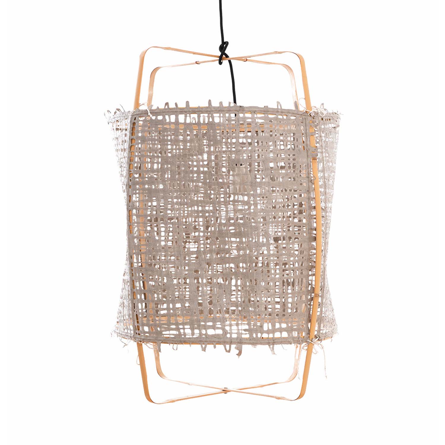 Z22 - Light bamboo cage pendant lamp with white or black silk