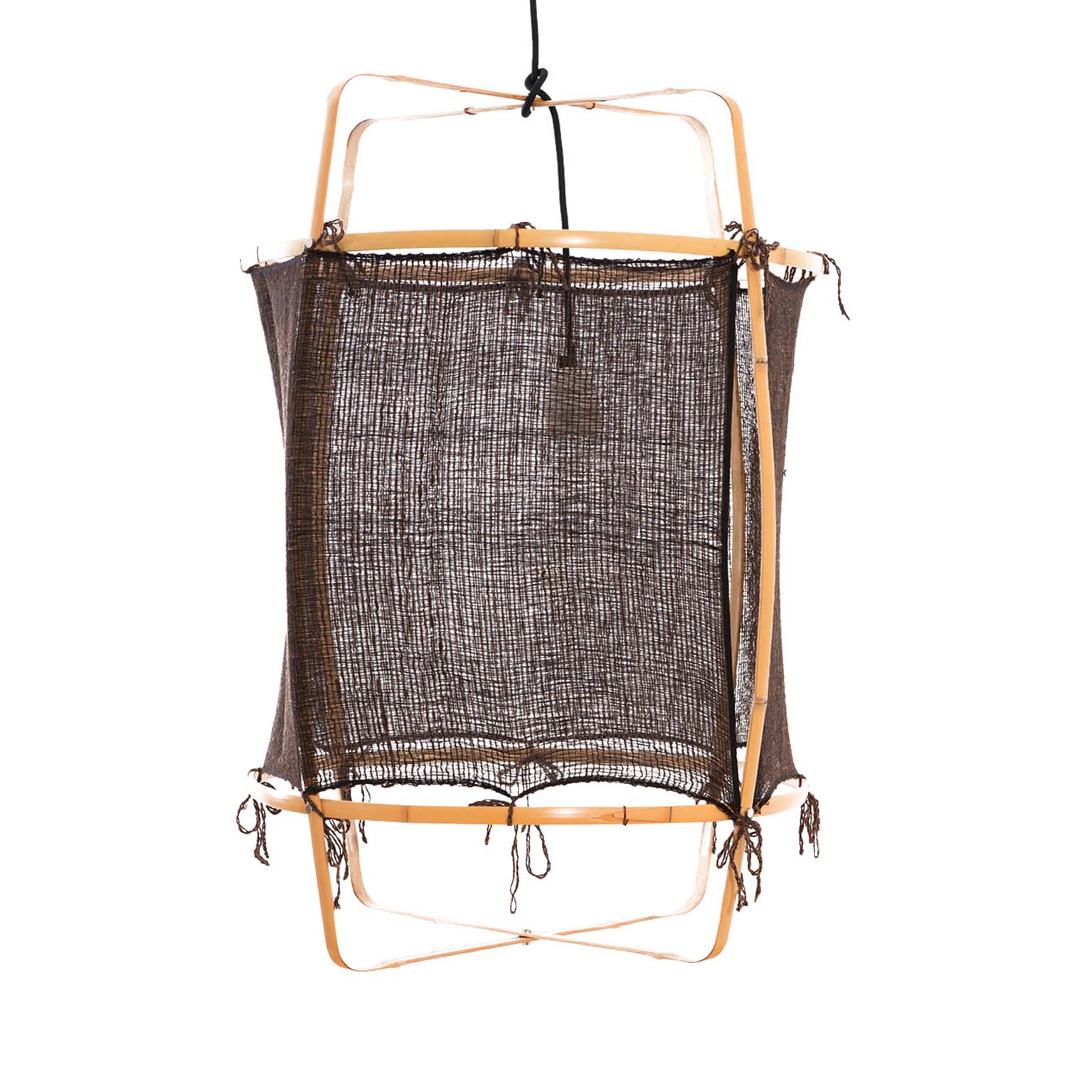 Z22 - Подвесной светильник с абажуром из светлого бамбука и белого или черного шелка