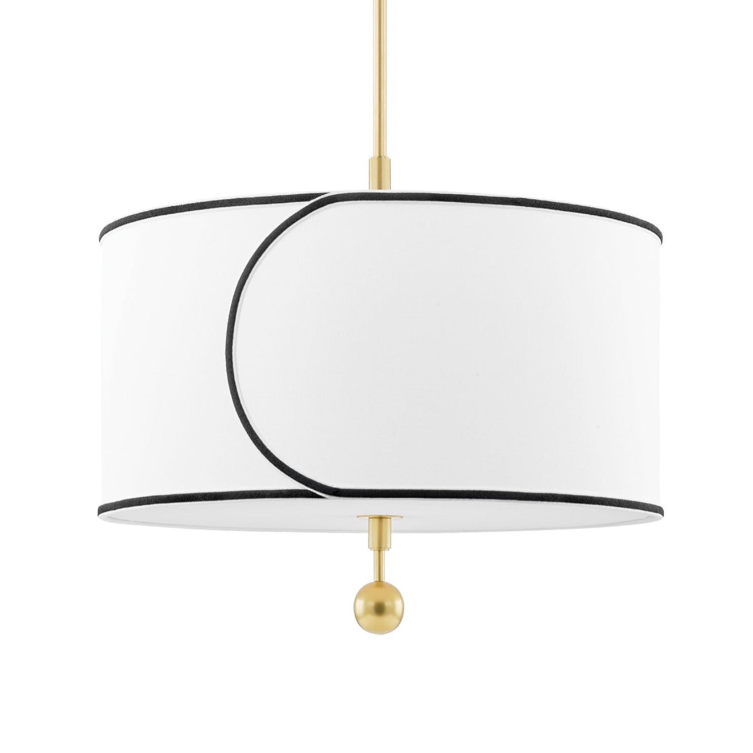 ZARA - White linen and brass chic art deco pendant light