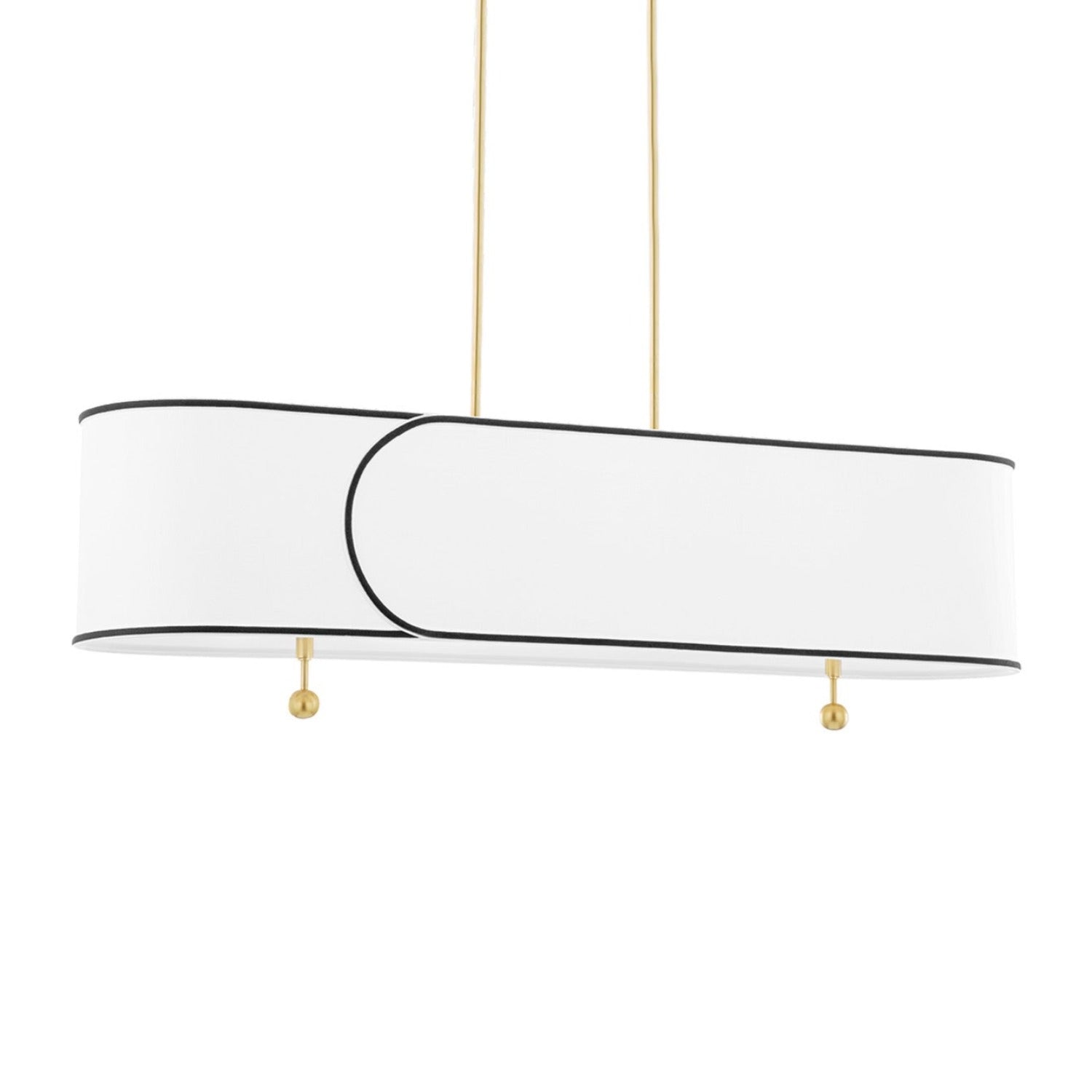 ZARA - Large pendant light in white linen and chic brass