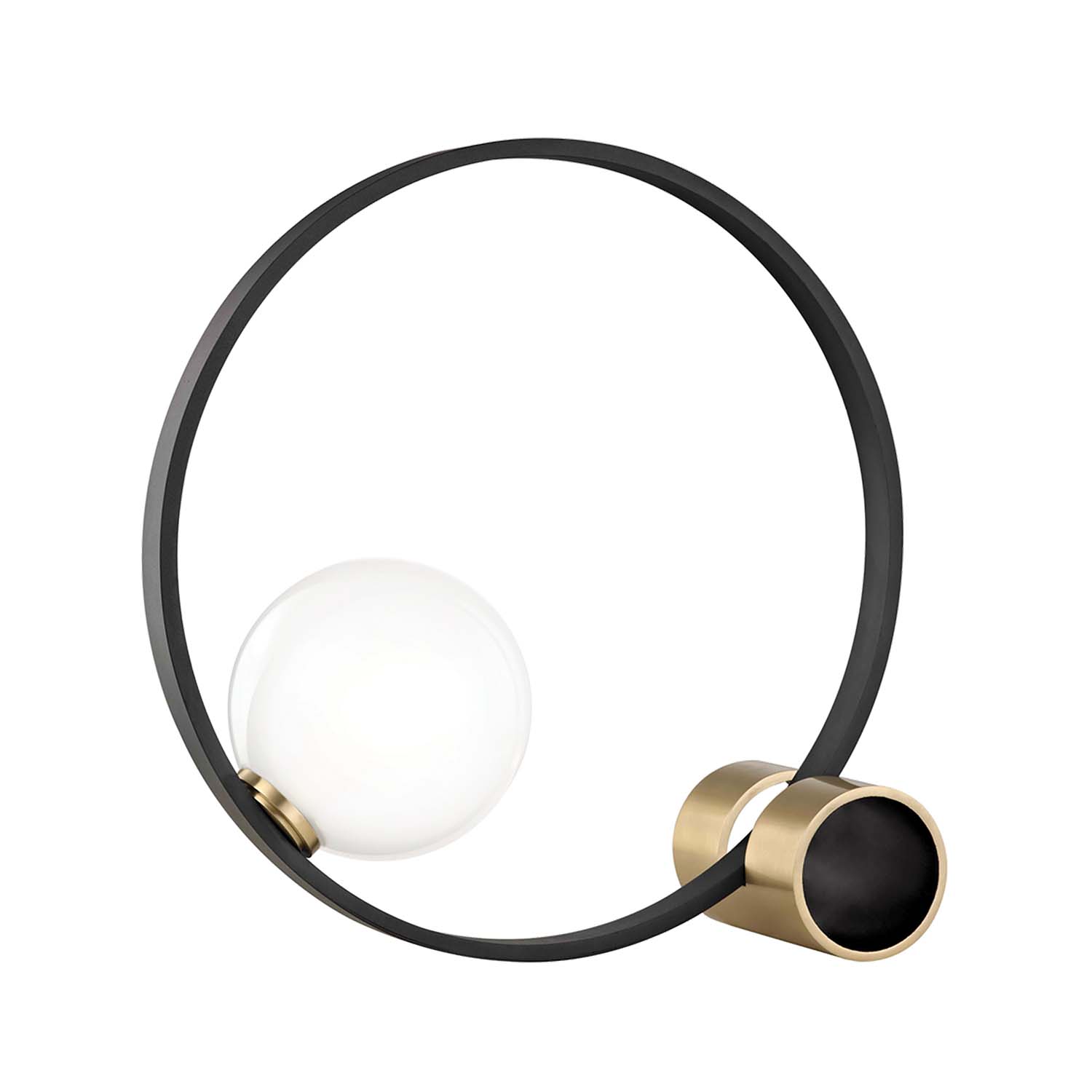 ZENA - Black steel and brass circle table lamp