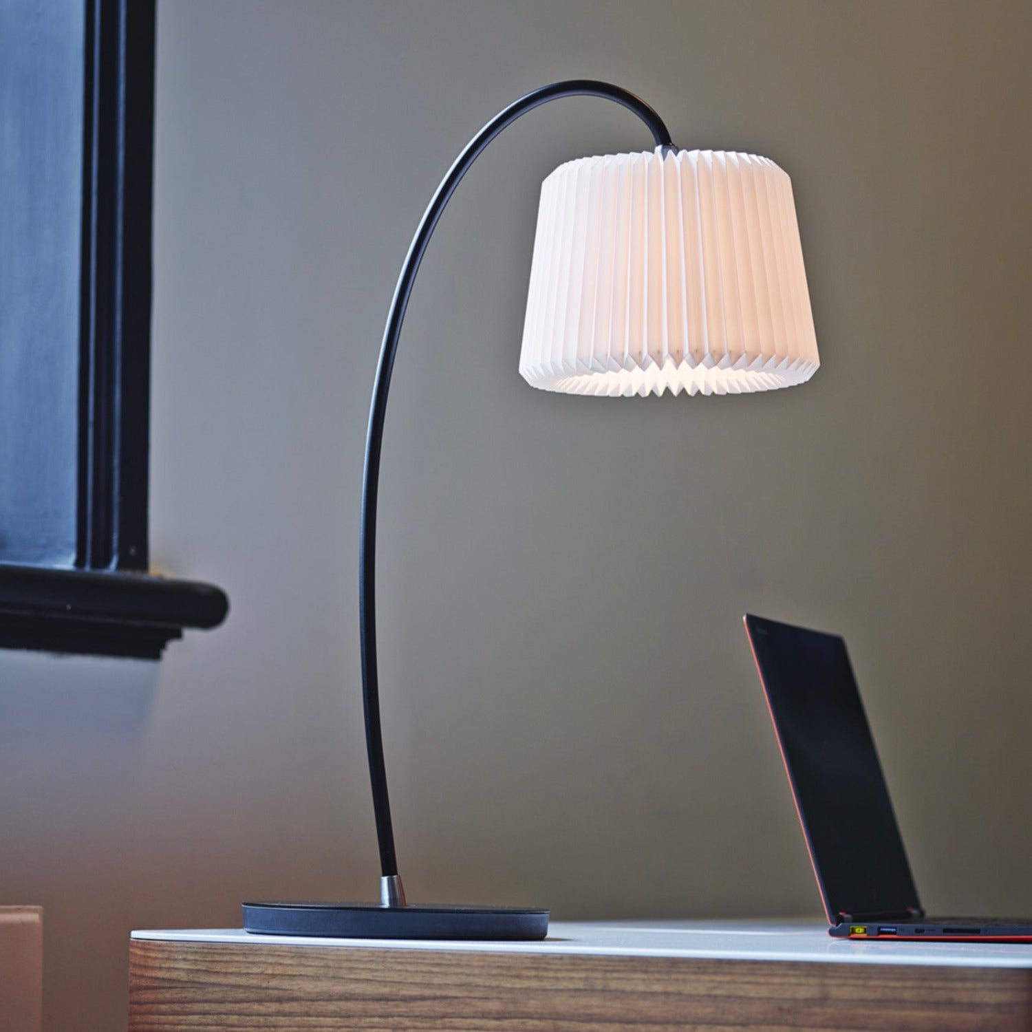 SNOWDROP - Handmade table lamp, pleated paper lampshade