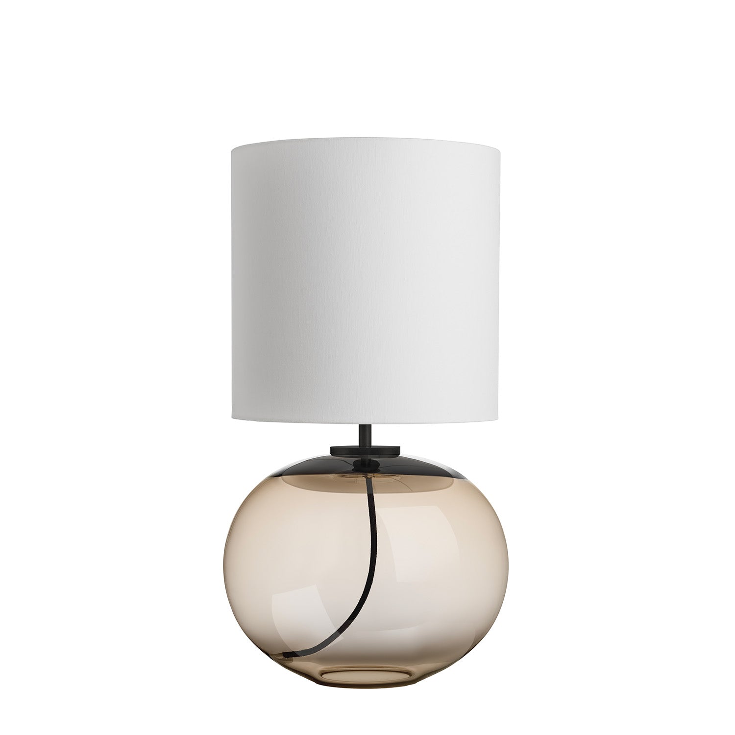 SENJA - Blown glass table lamp, handmade fabric lampshade