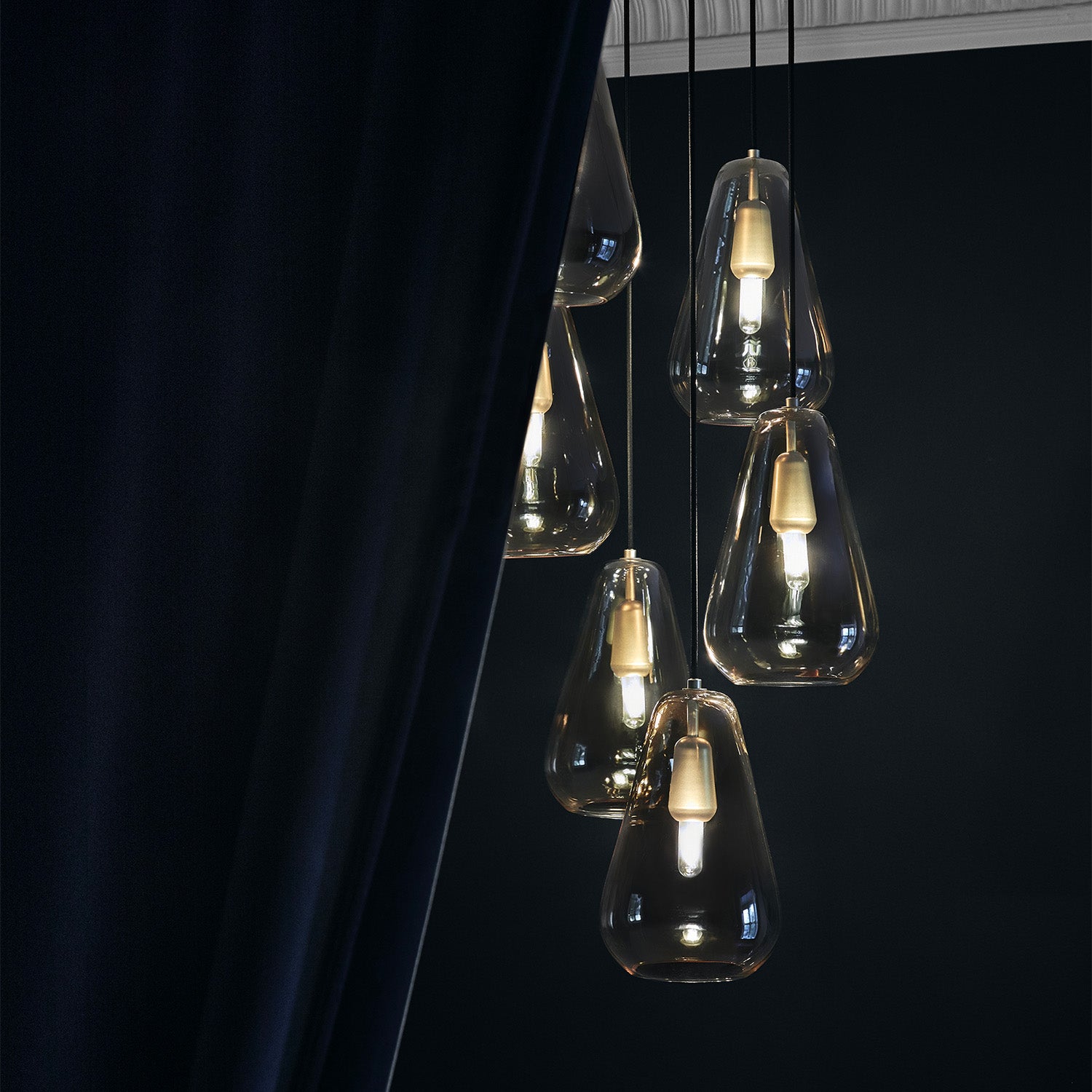 ANOLI 6 - Люстра из выдувного стекла для высокого потолка