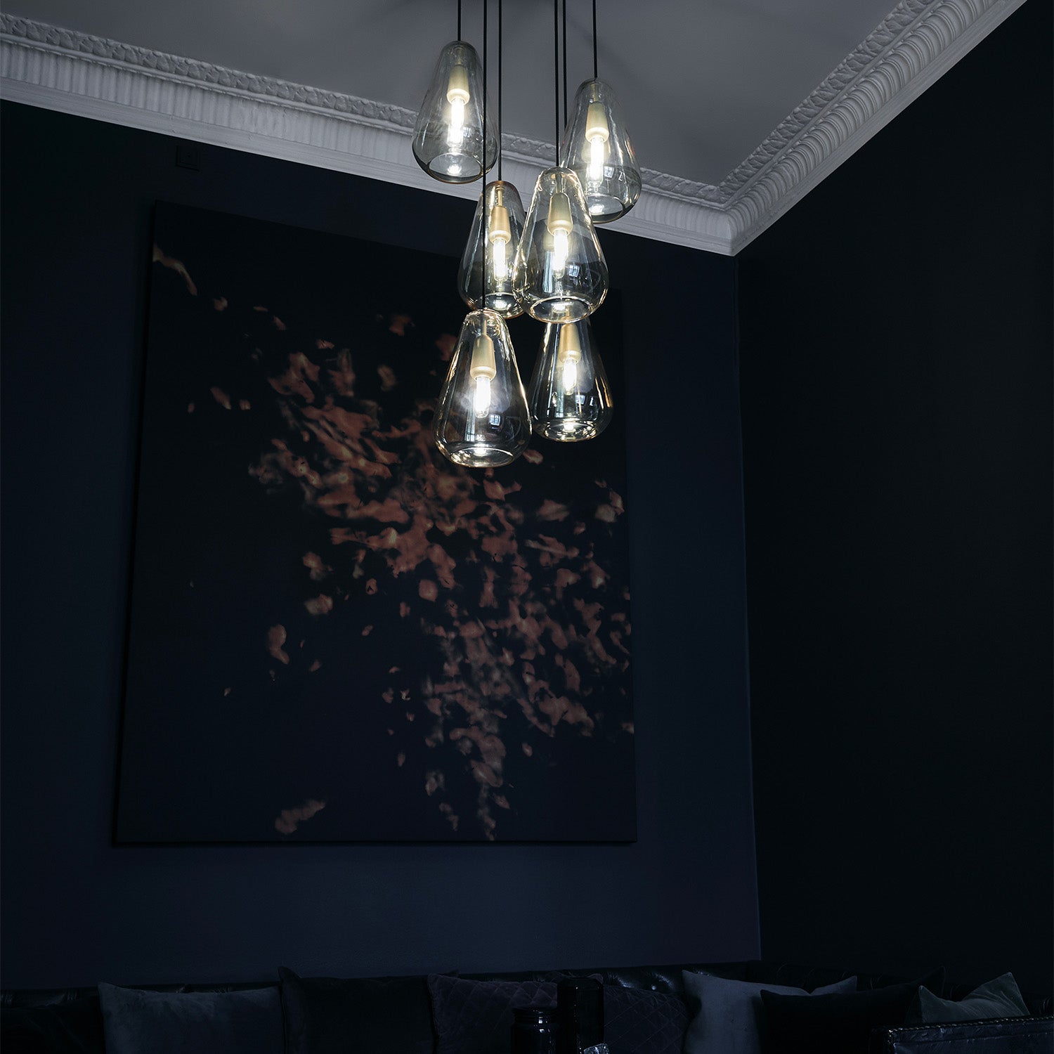 ANOLI 6 - Lampadario in vetro soffiato per soffitti alti