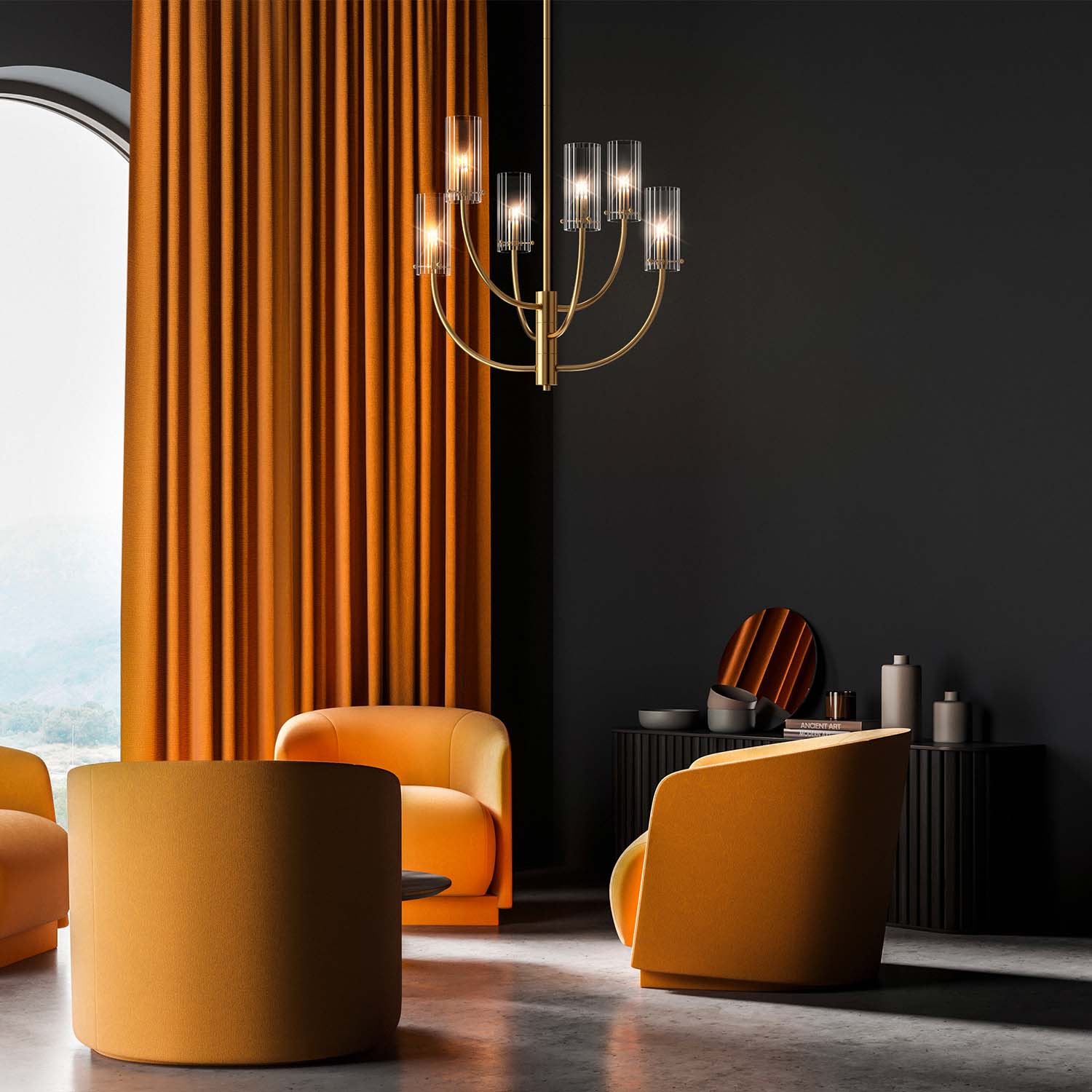 ARCO - Golden tree-shaped chandelier for bedroom