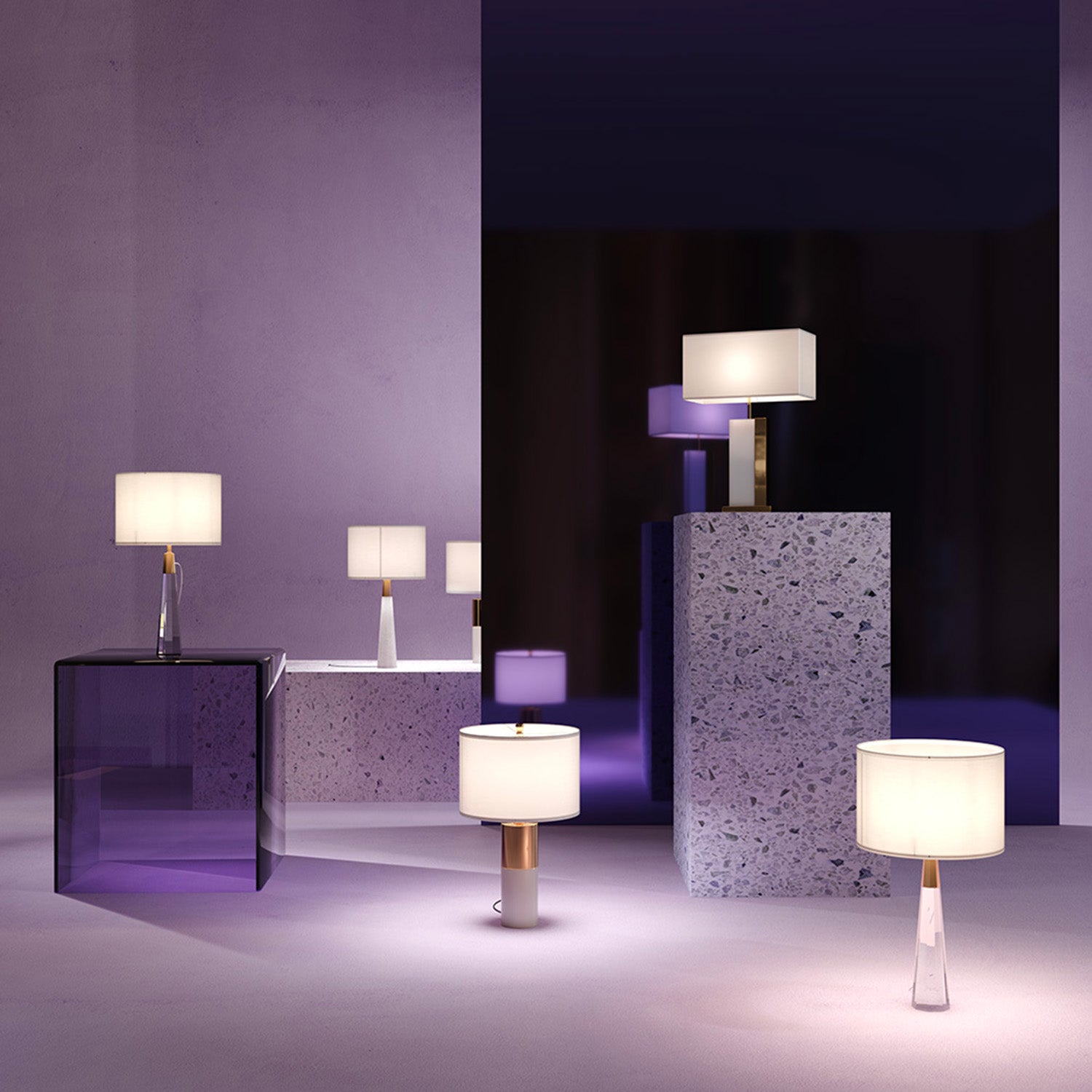 BIANCO - Lampe de chevet en marbre et laiton style hôtel