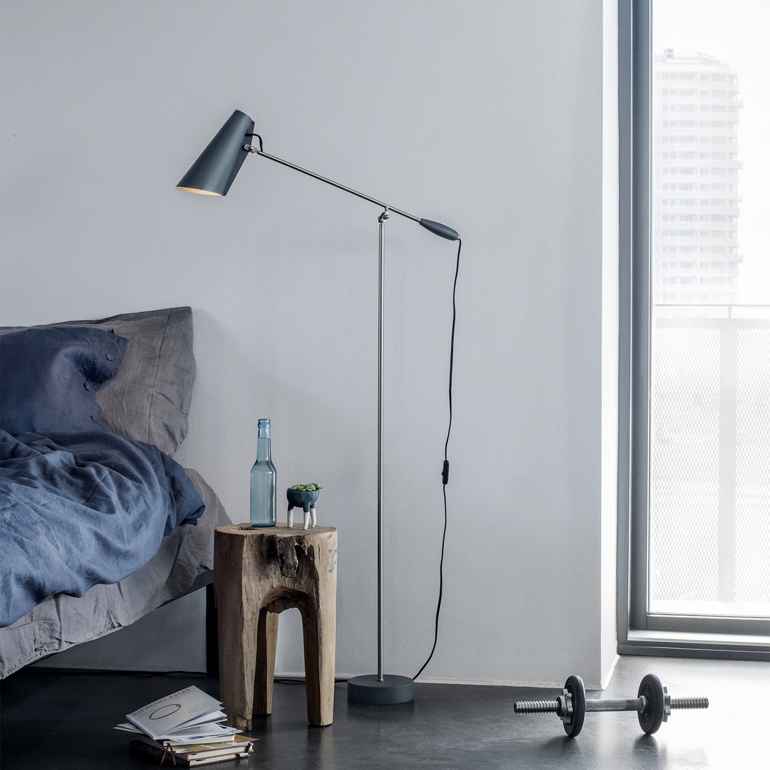 BIRDY - Industrial steel floor lamp for office