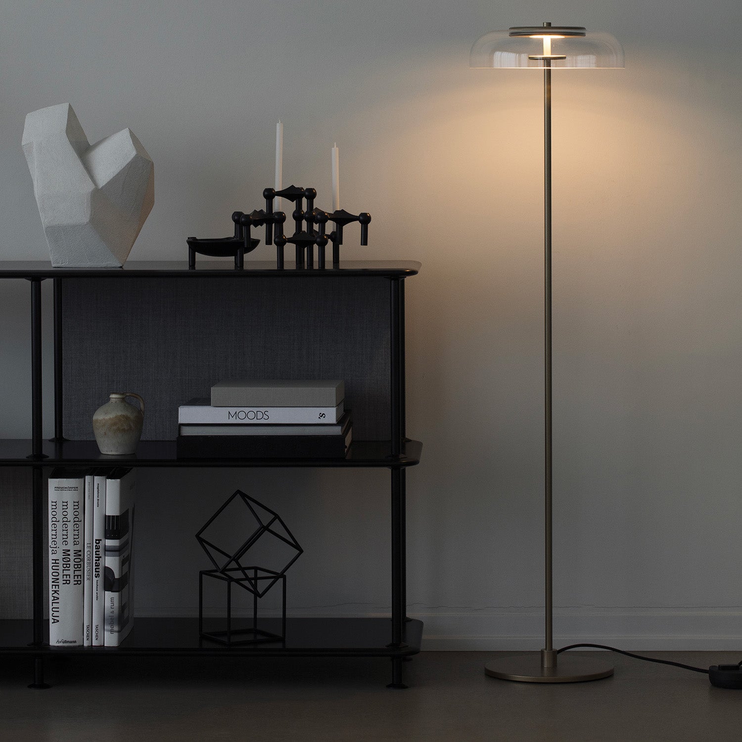 BLOSSI - Lampada da terra in vetro elegante e di design per soggiorno o ufficio