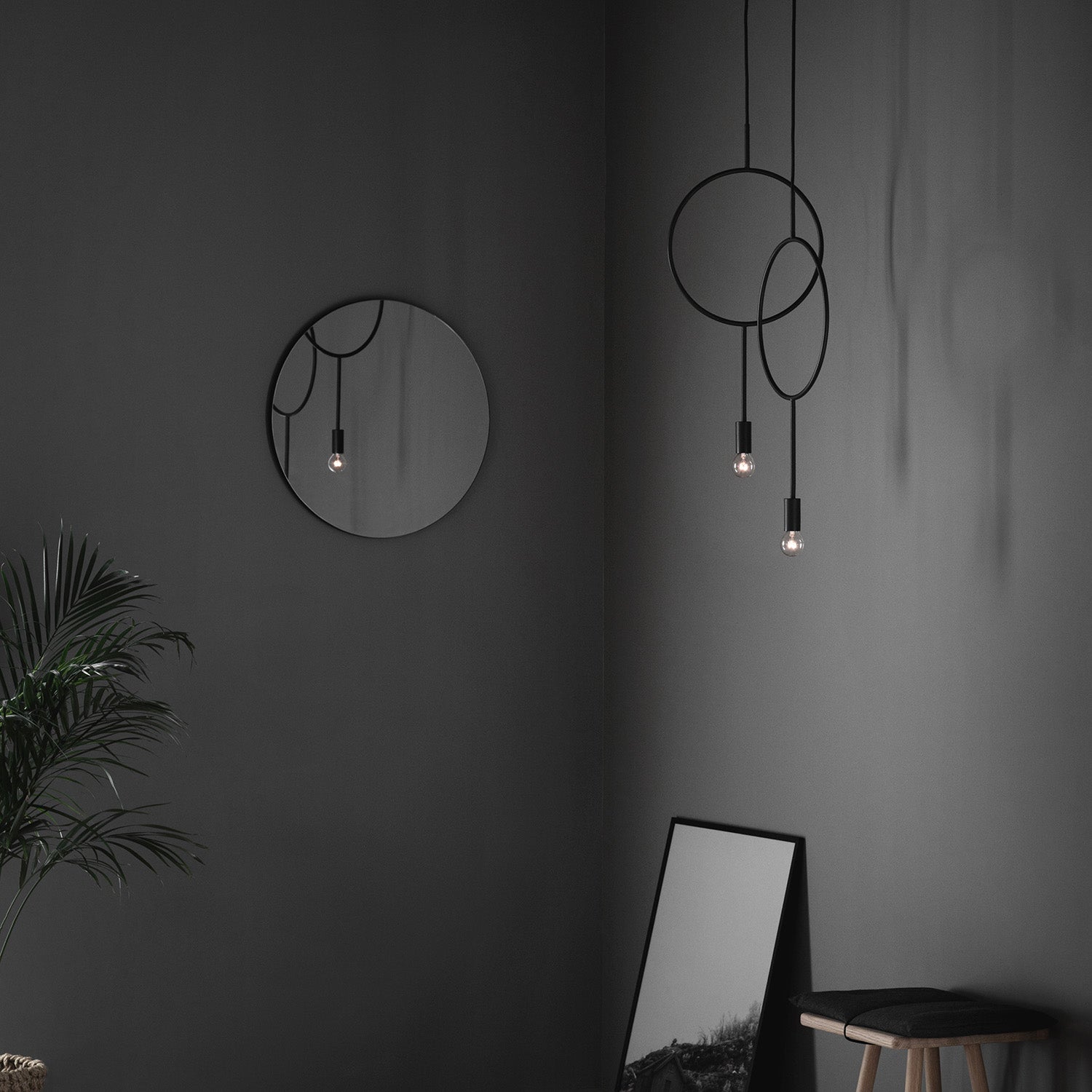 CIRCLE - Sospensione sottile nera minimalista, camera da letto adulta