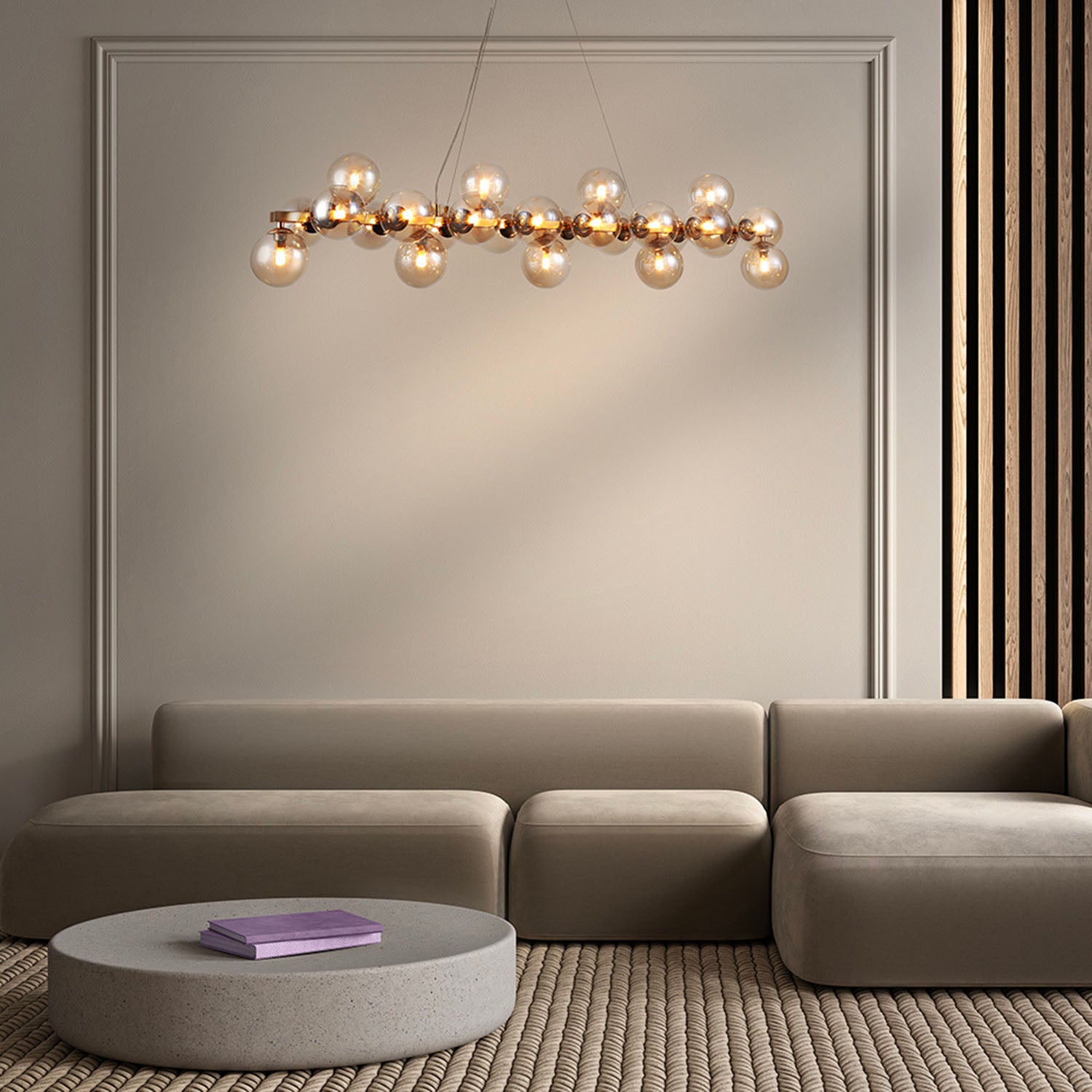 DALLAS - Long chandelier with glass balls