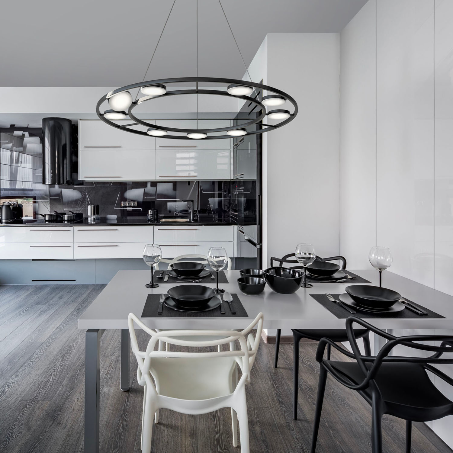 FAD - Circular chandelier with adjustable spotlights