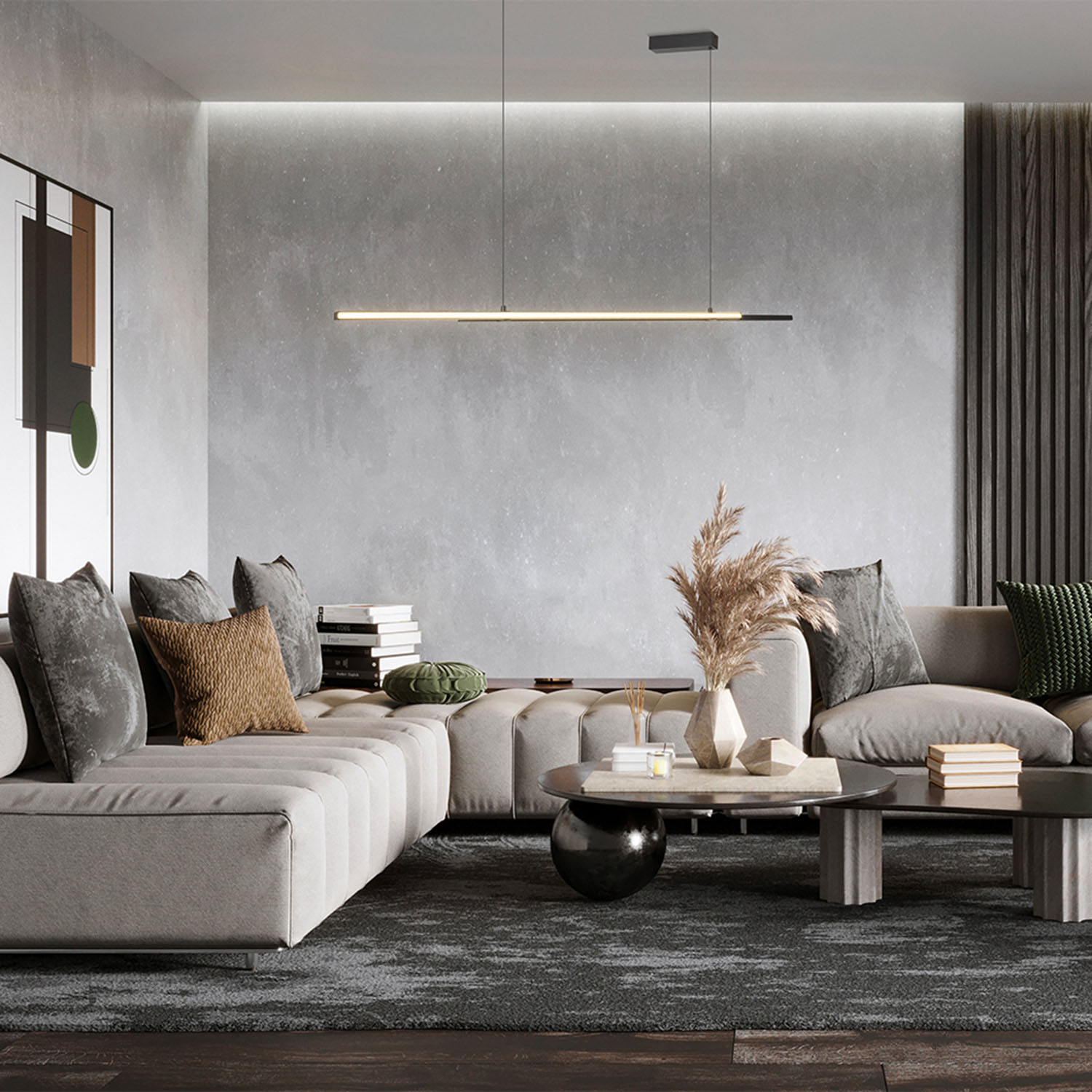 HALO - Long LED integrated pendant side lighting