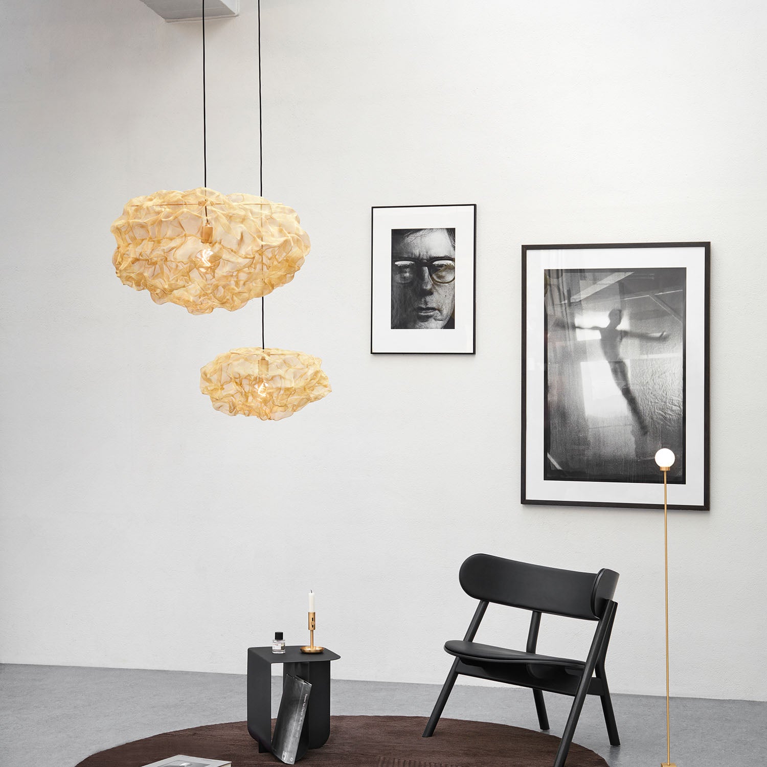 HEAT - Cloud-shaped chandelier in gray or golden steel