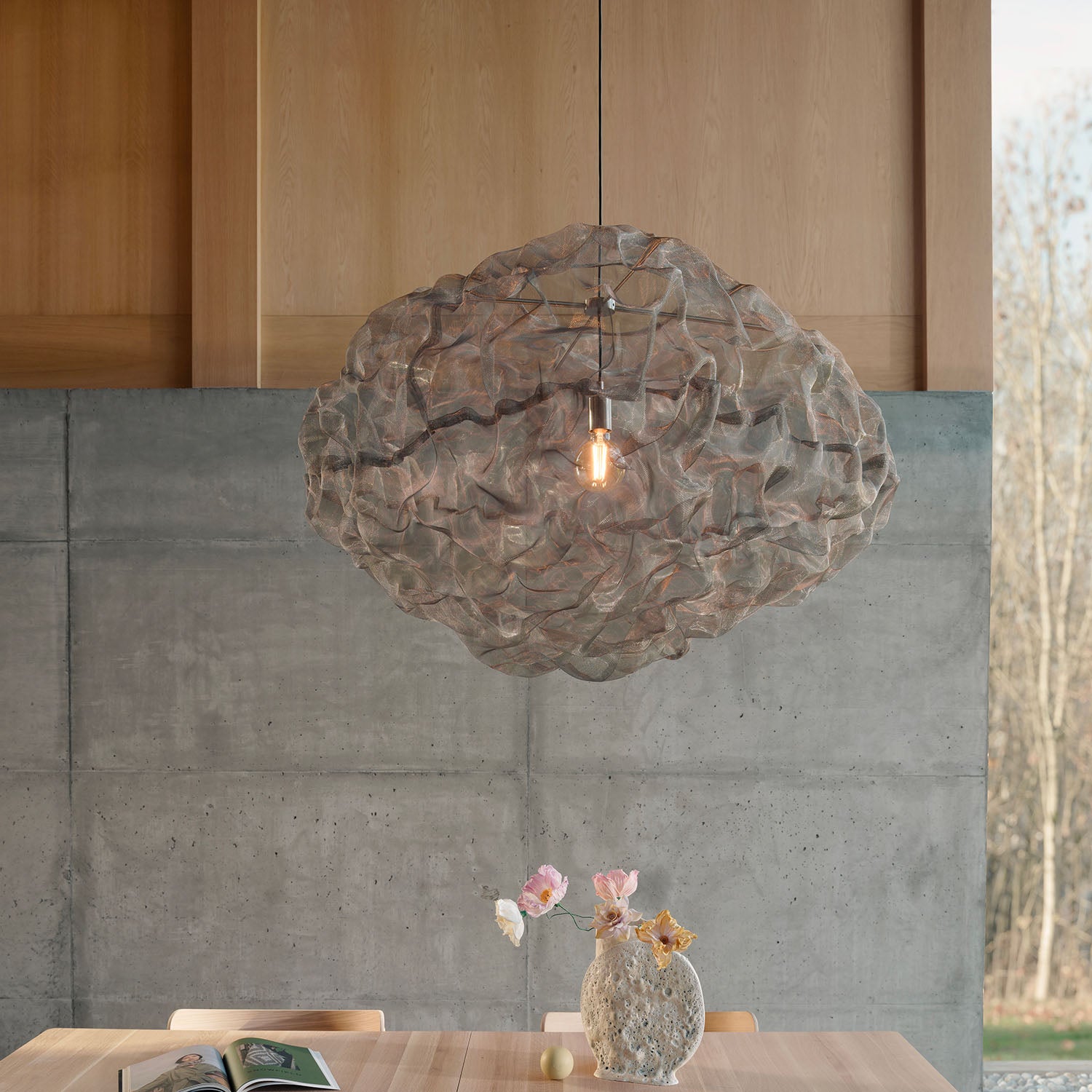 HEAT - Cloud-shaped chandelier in gray or golden steel
