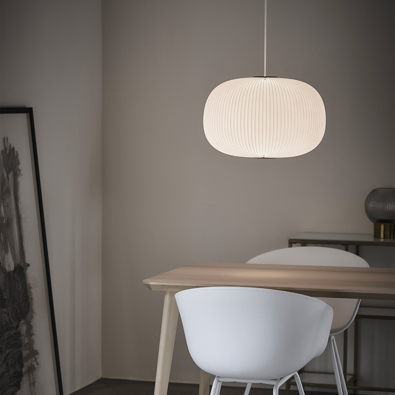 LAMELLA 1 - Handmade suspension white pleated paper