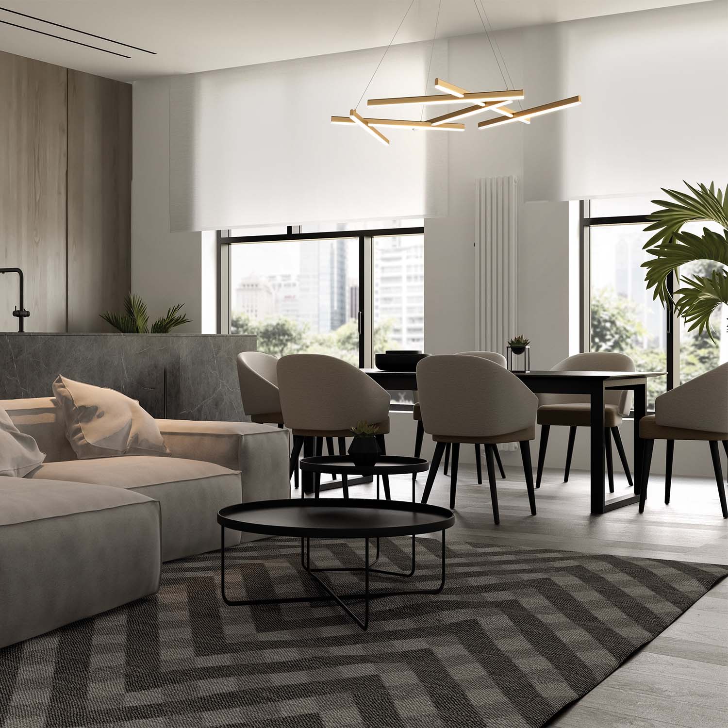 LINE - Geometric design pendant light, integrated LED