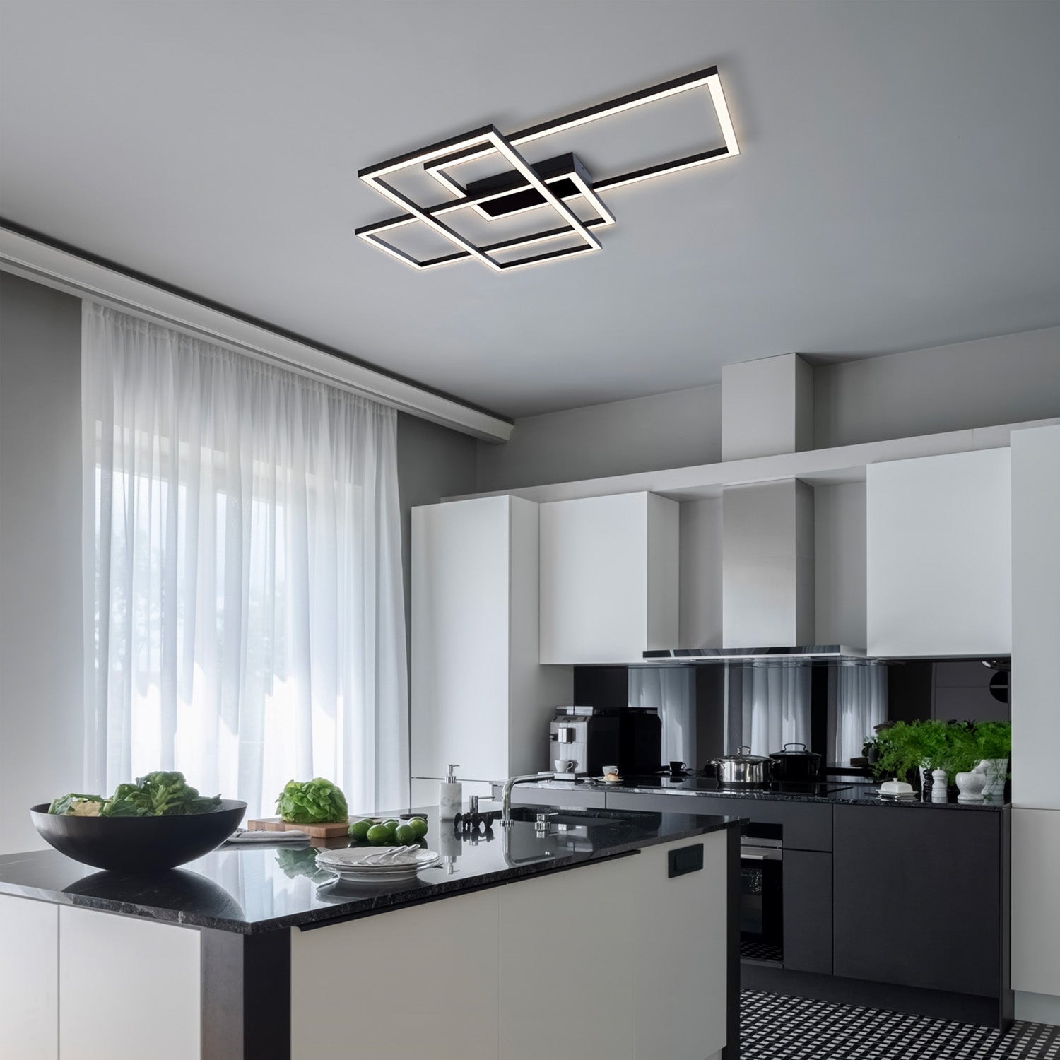 LINE - Lámpara de techo geométrica de diseño, LED integrada