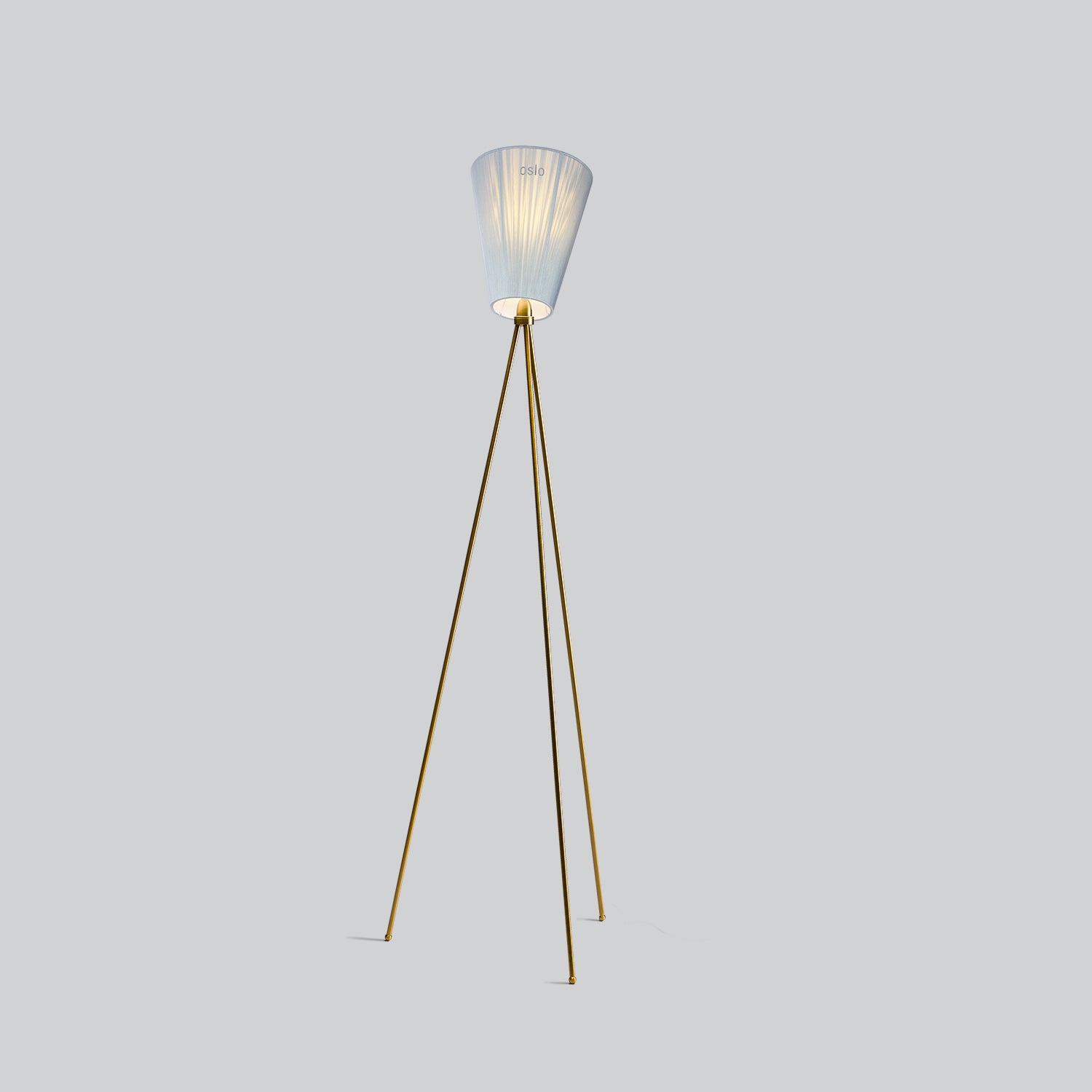 OSLO WOOD - Lámpara de pie trípode, pantalla de tela vintage