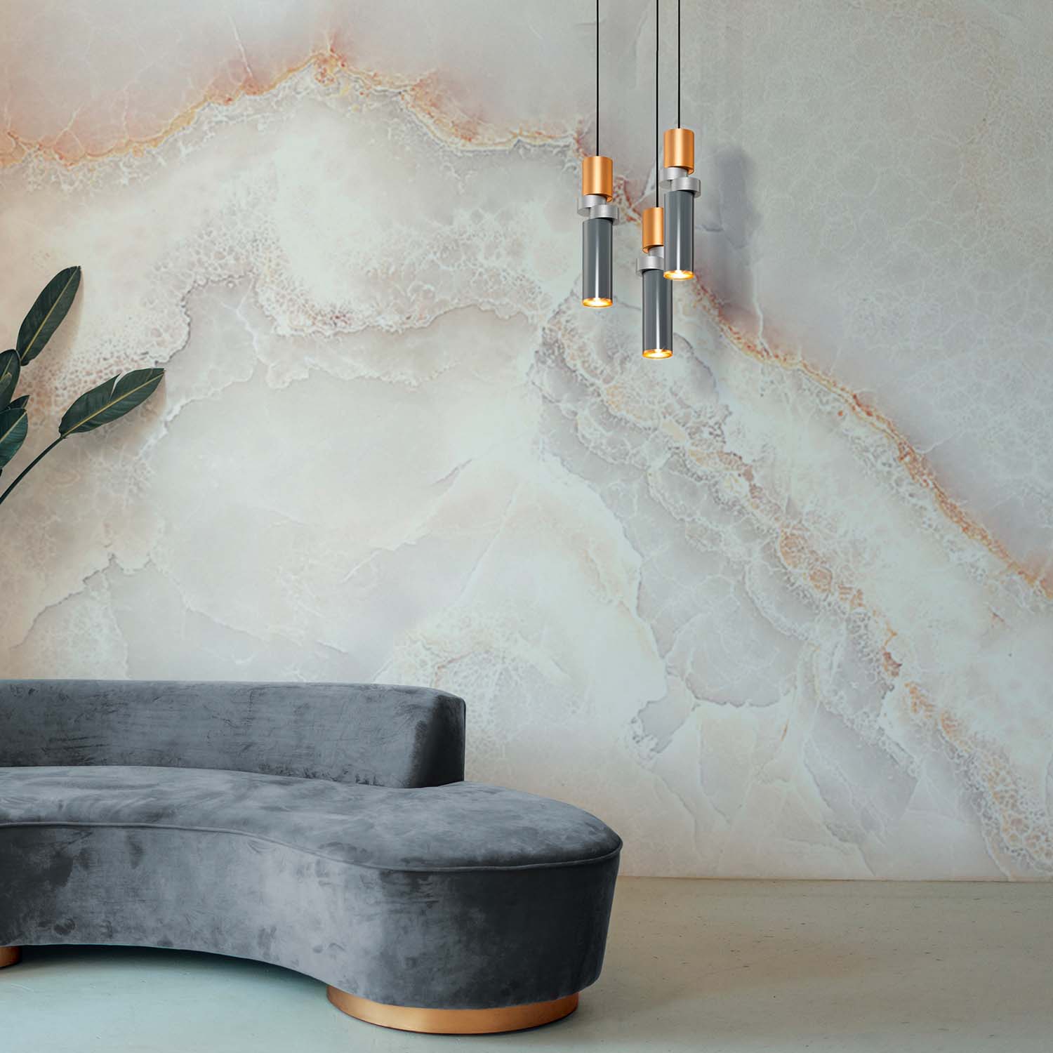 PALETTE - Gray and copper asymmetrical design pendant light