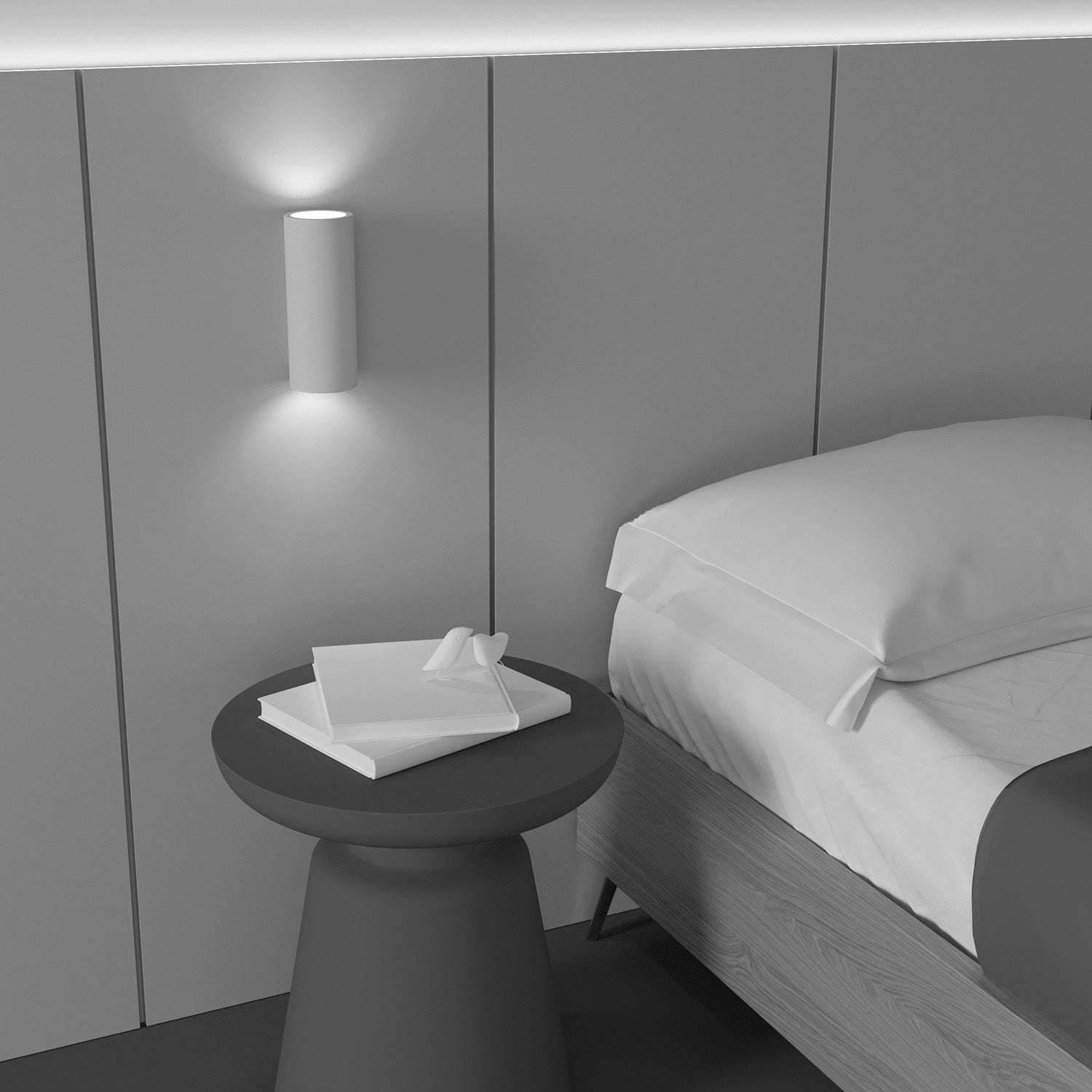 PARMA - Cylindrical wall sconce in plaster to paint