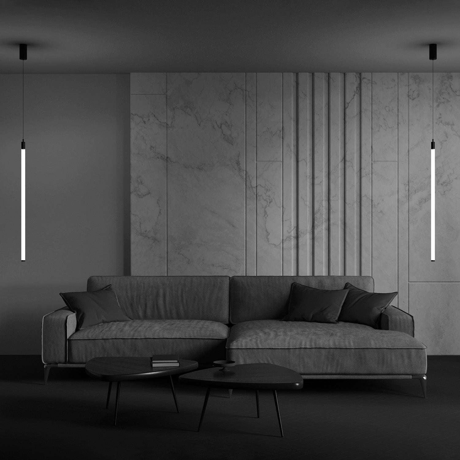 RAY - Modern black or white design LED tube pendant light