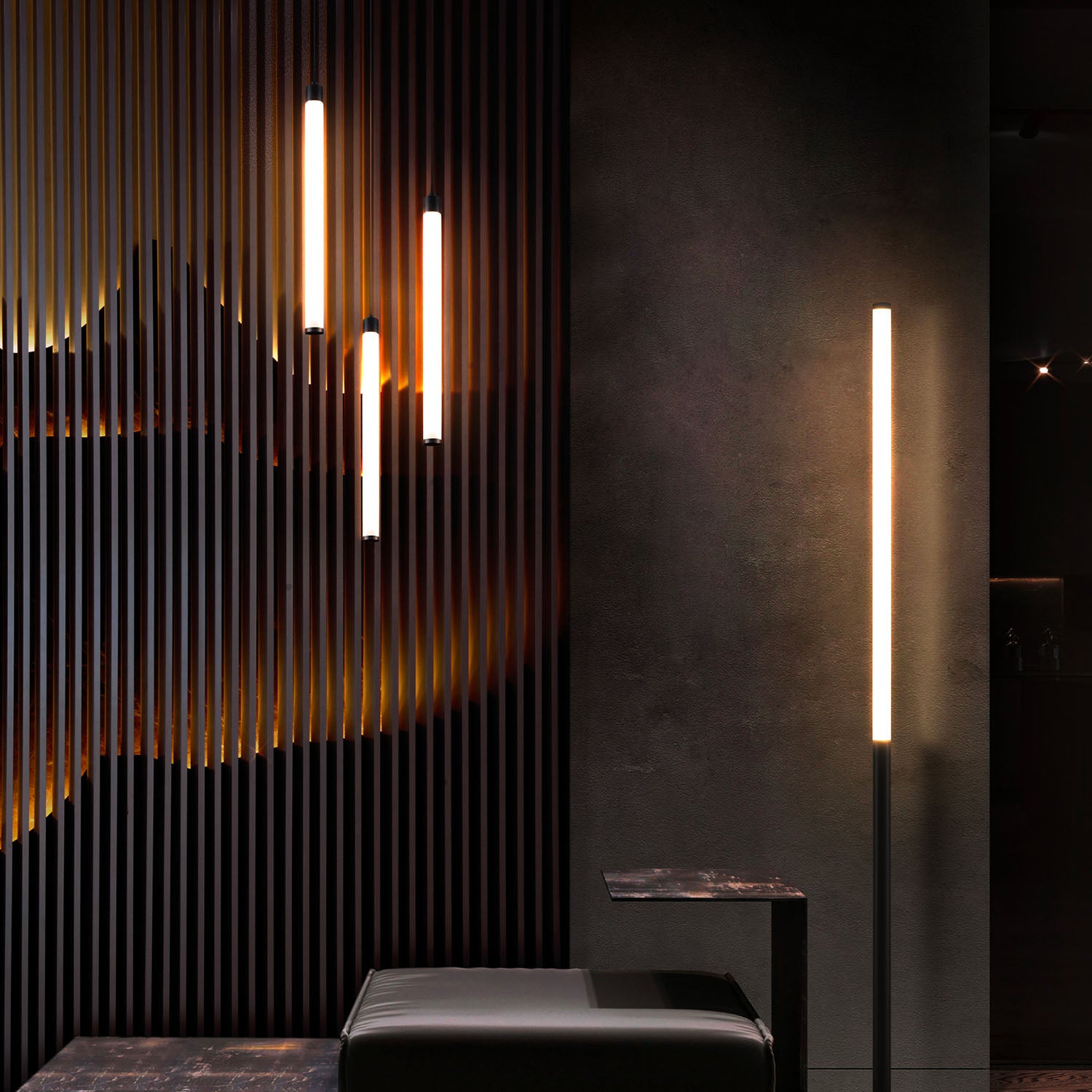 RAY - Suspension tube LED design noir ou blanc moderne
