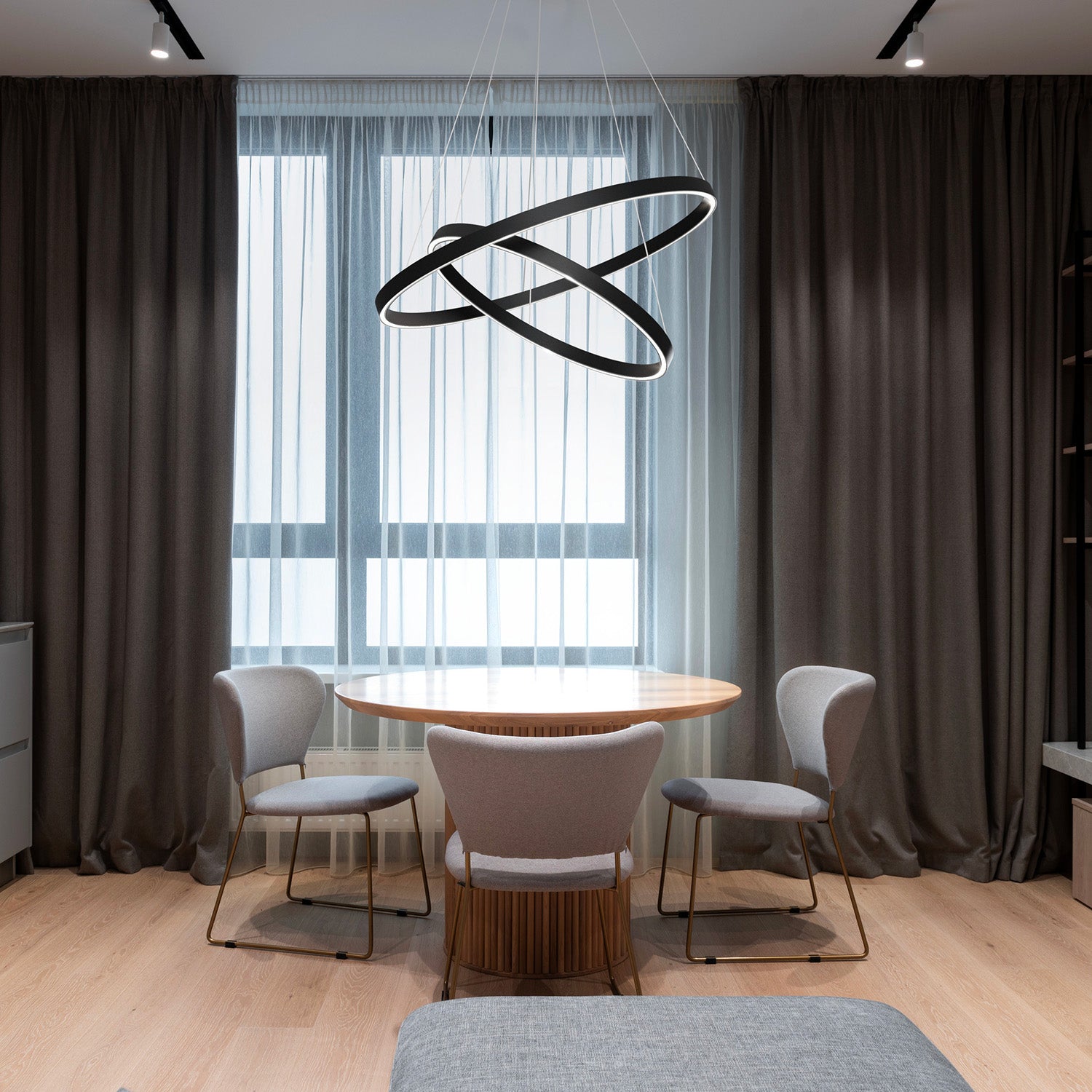 RIM - Suspension doré ou noir, 2 anneaux, LED intégrée