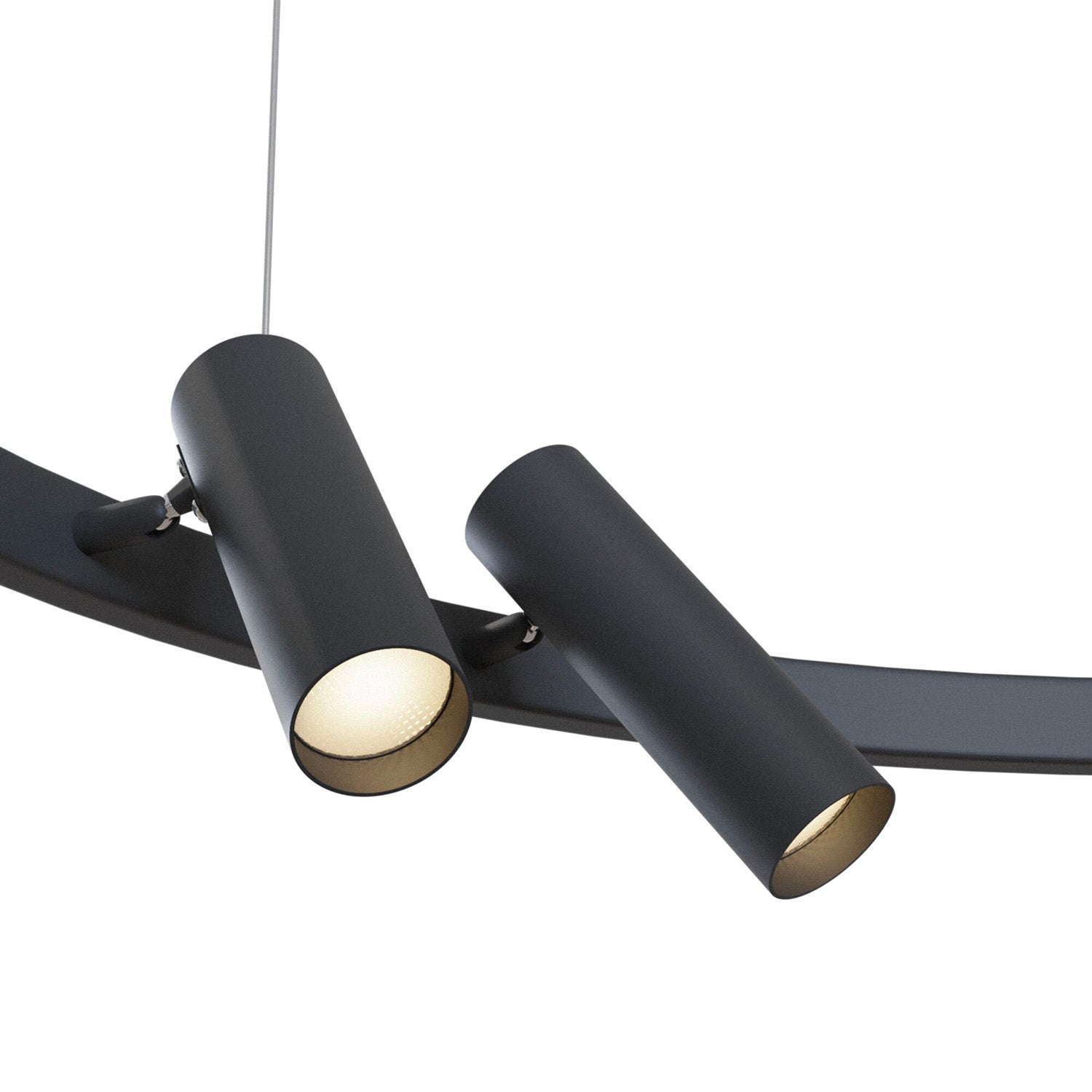 SATELLITE - Circular suspension with adjustable black or white spotlight
