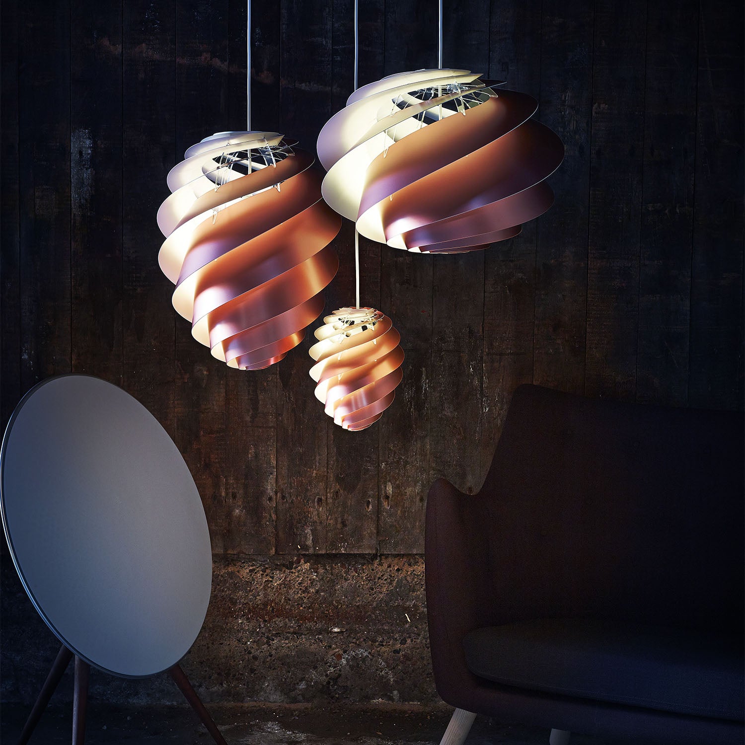 SWIRL 2 - Lámpara colgante espiral blanca o cobre, creación de diseñador