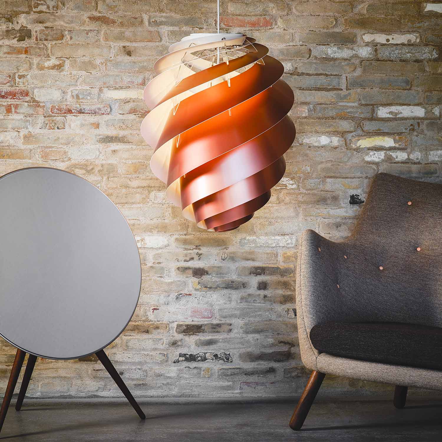 SWIRL 2 - Suspension spirale blanc ou cuivre, création designer