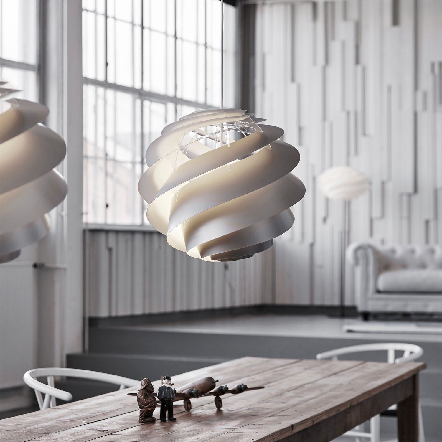 SWIRL 3 - Spiral pendant light white or copper, designer creation