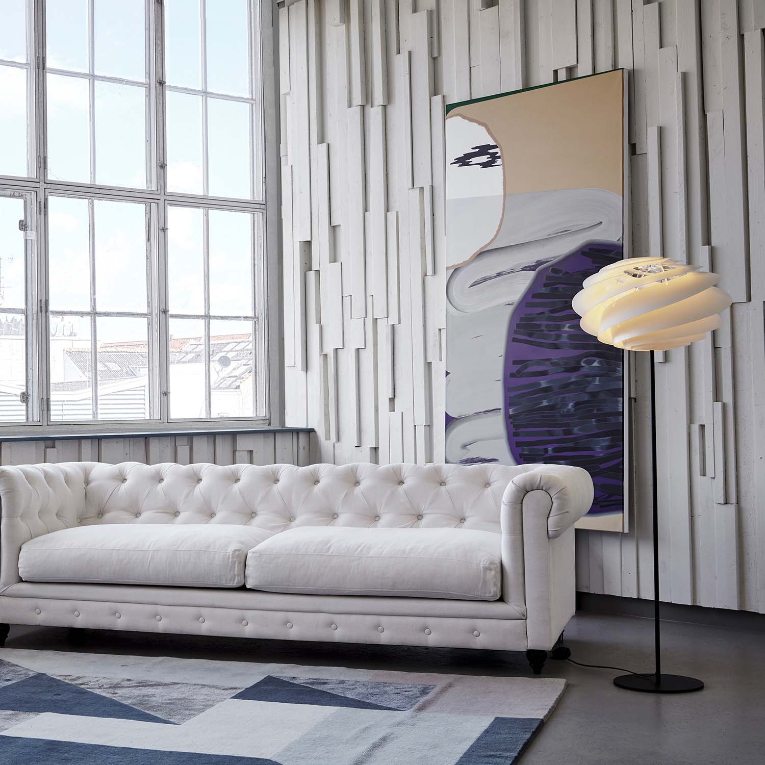 SWIRL Floor - Lampadaire spirale blanc et noir, création designer