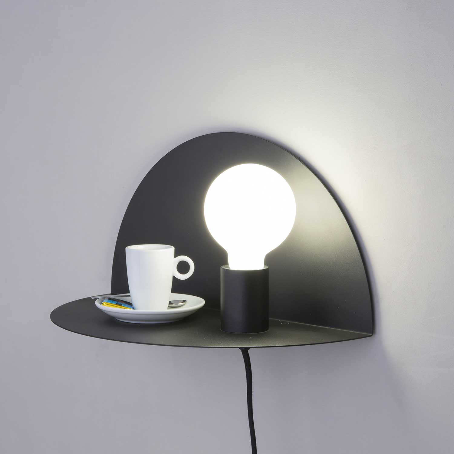 Nit - Aplique de pared para mesita de noche en acero negro