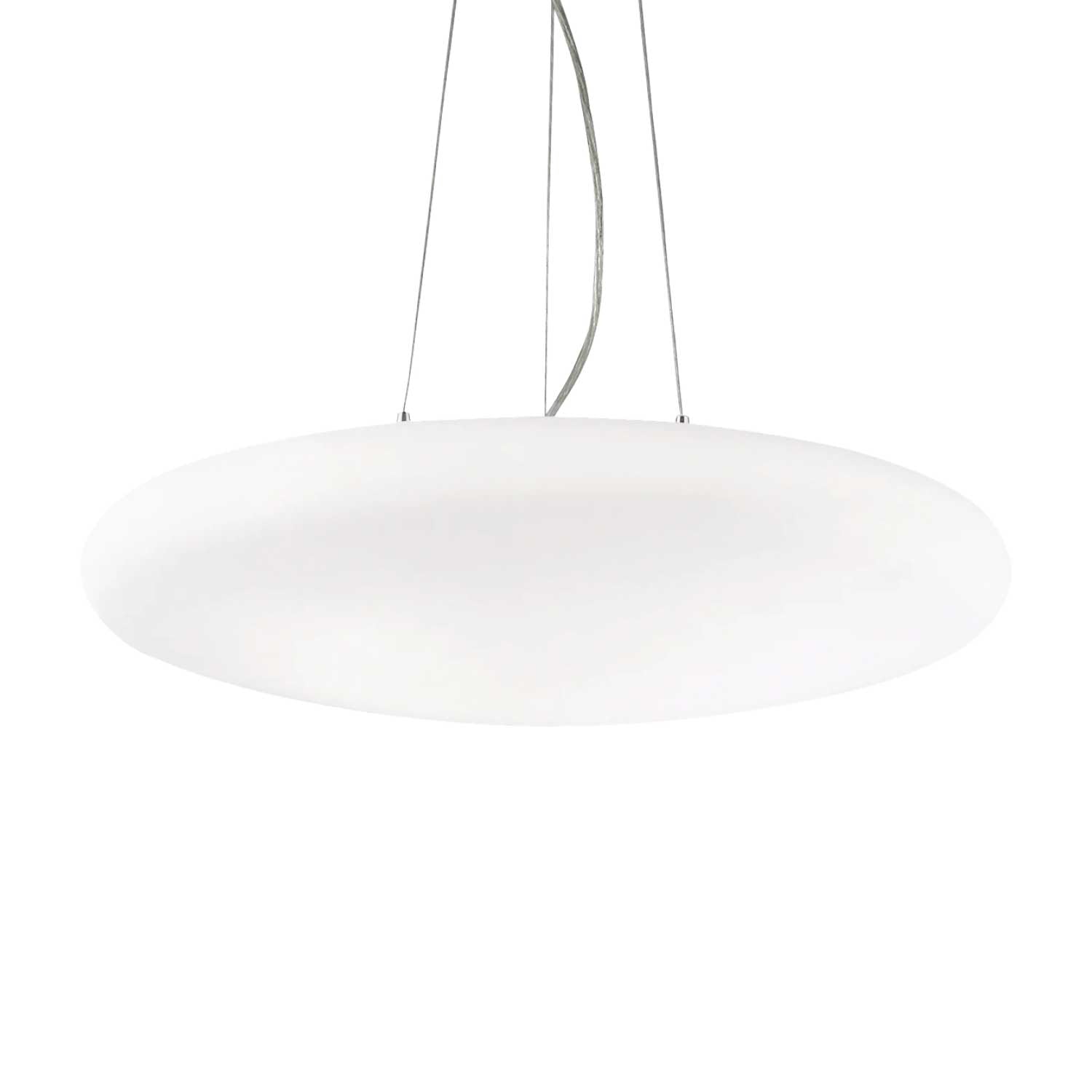 Smarties - Suspension elliptique en verre blanc opaque design