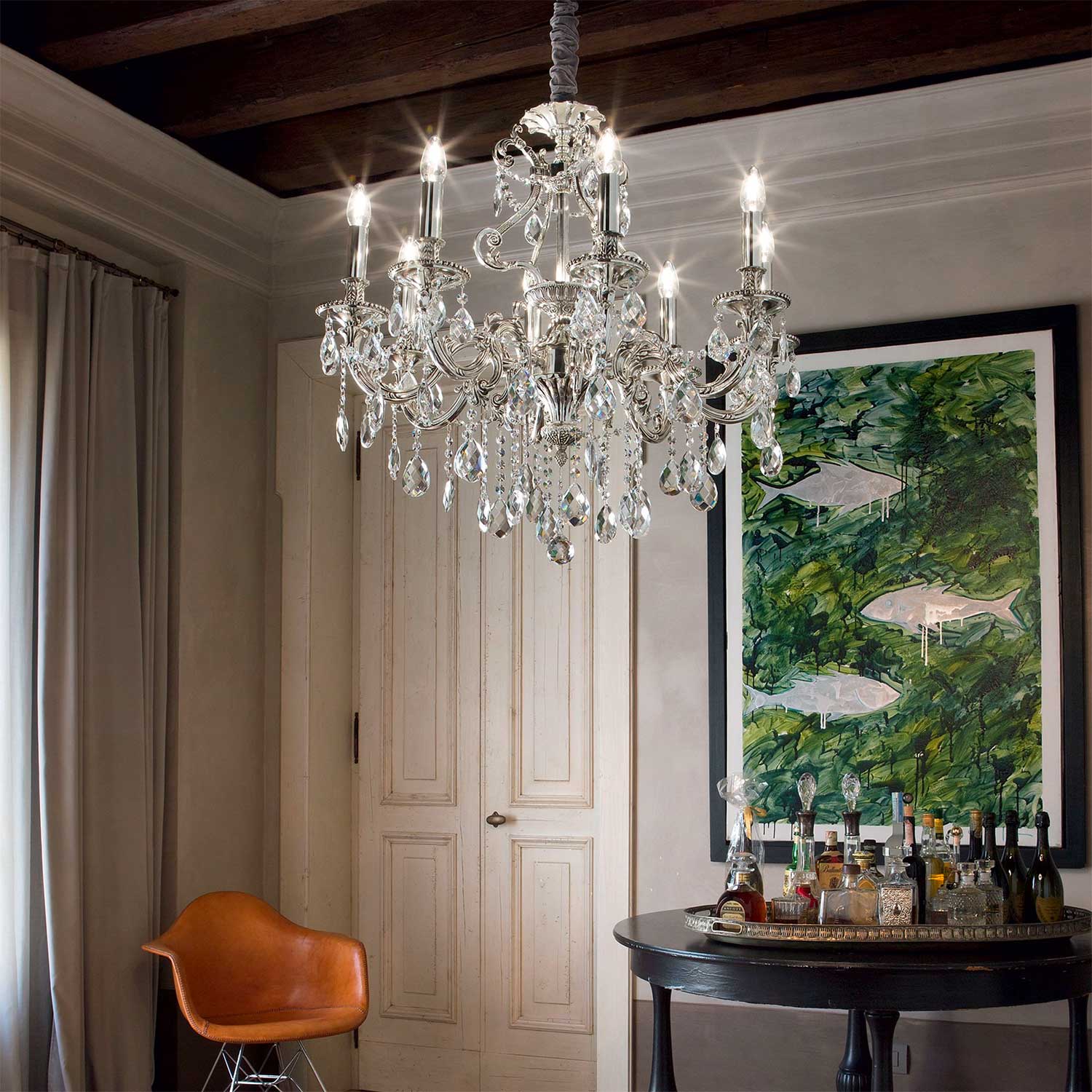 Gioconda - Lustre chandelier en métal à pampilles royal