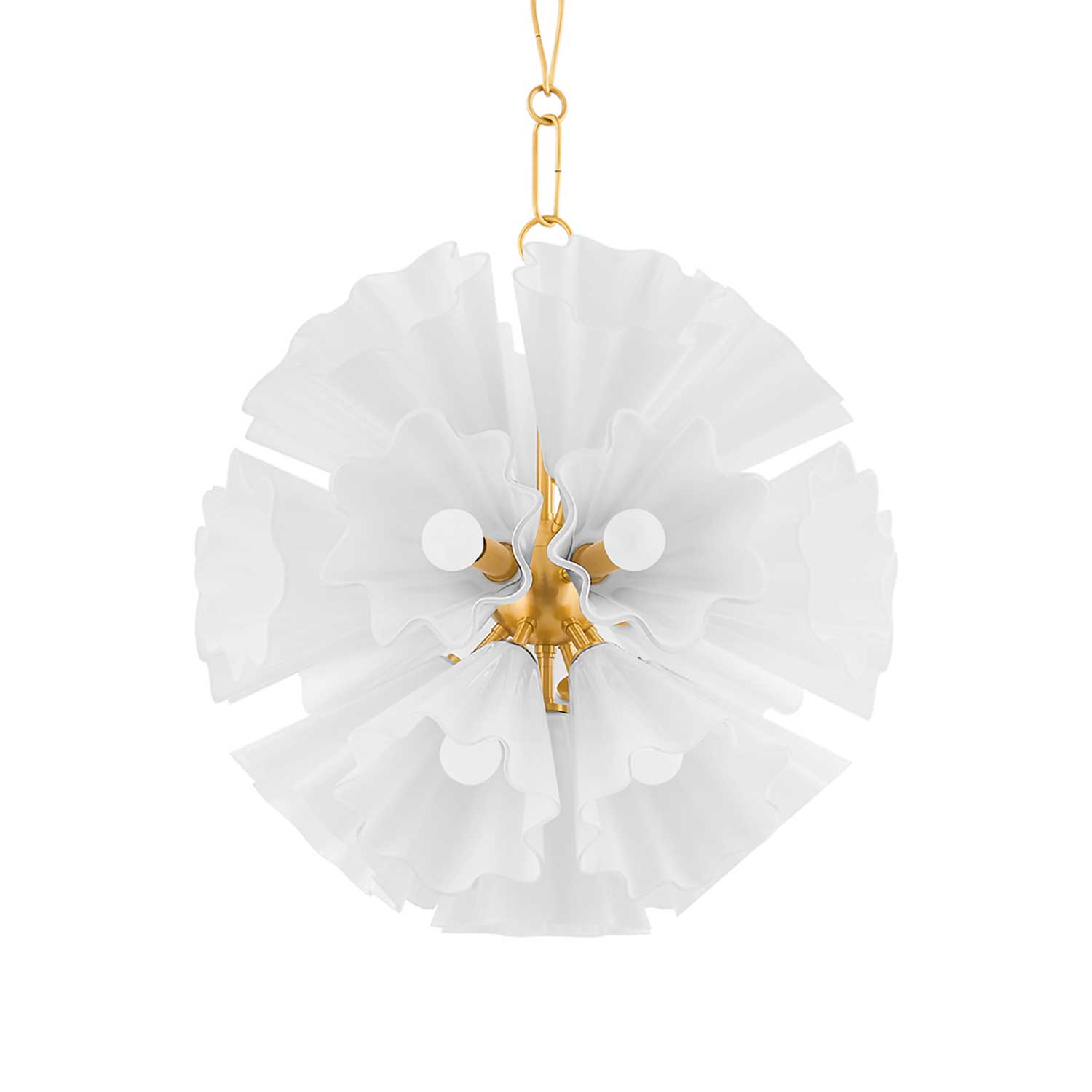 Capri - White glass and gold brass flower-shaped pendant light