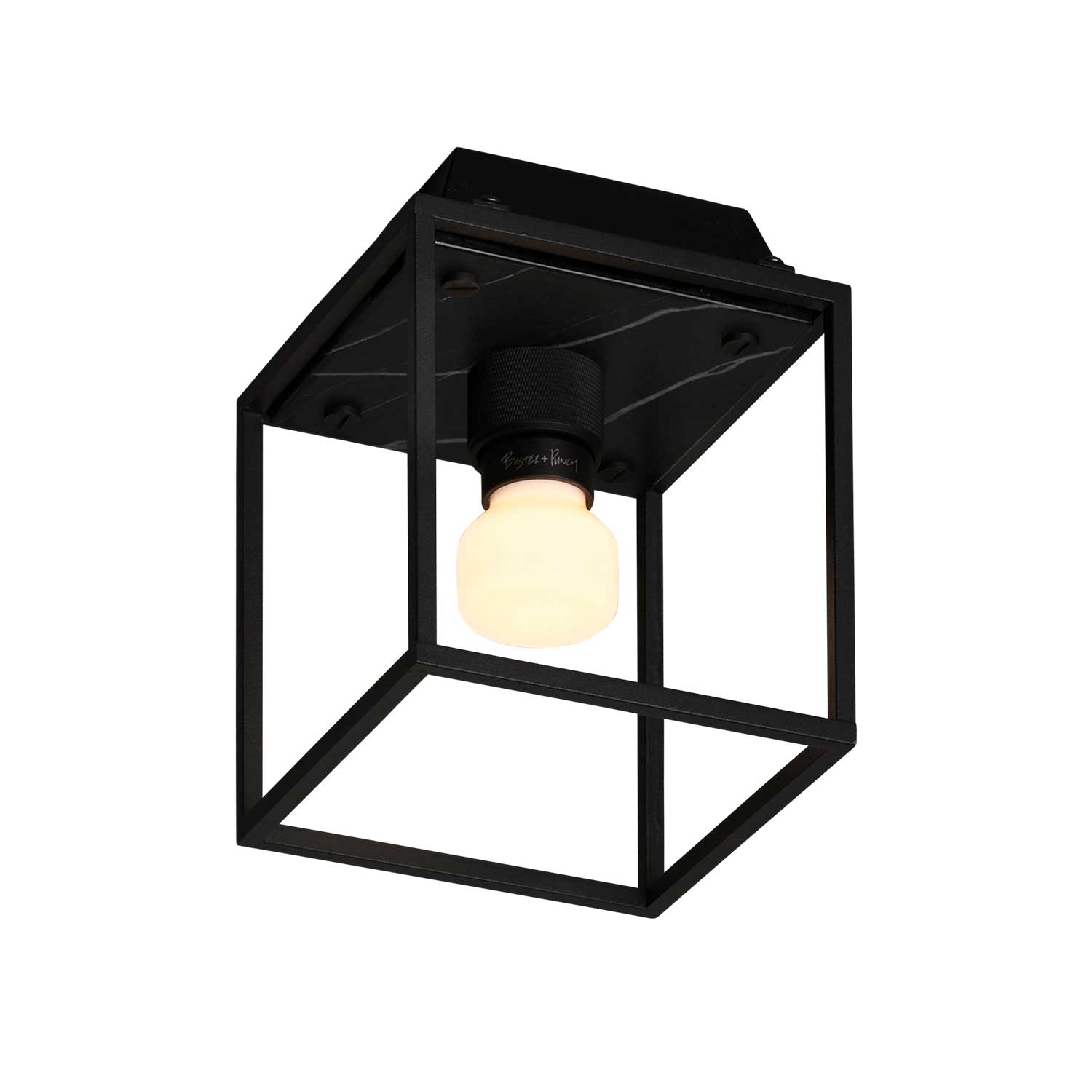 Caged Ceiling Small - Lámpara de techo contemporánea jaula de metal y mármol